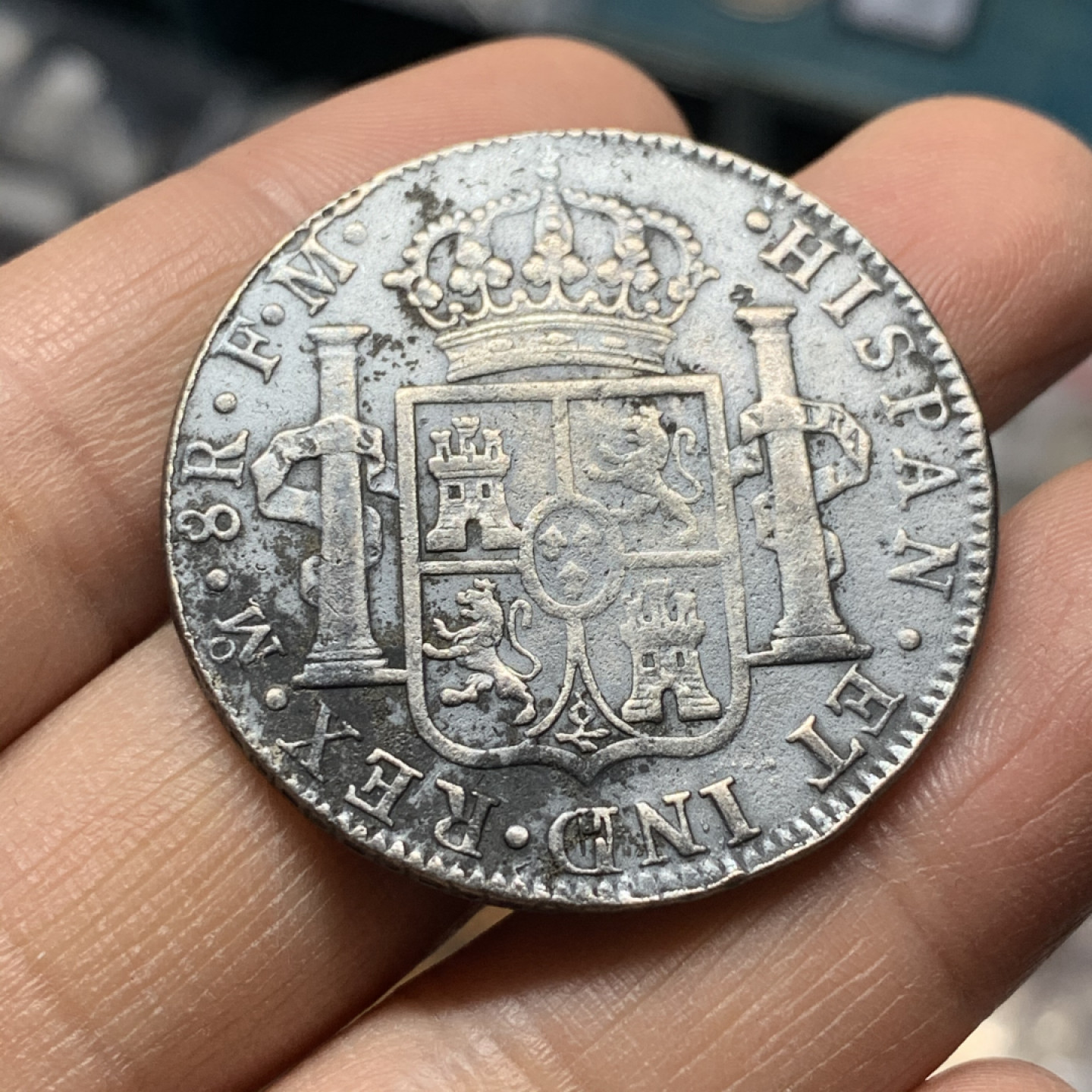 《竞宝斋》第27场-本周日，周一2场连拍（全场顺丰包邮） 西属 墨西哥1792年 卡四 8R 双柱大银币 38.3mm 26.4克  细节见图