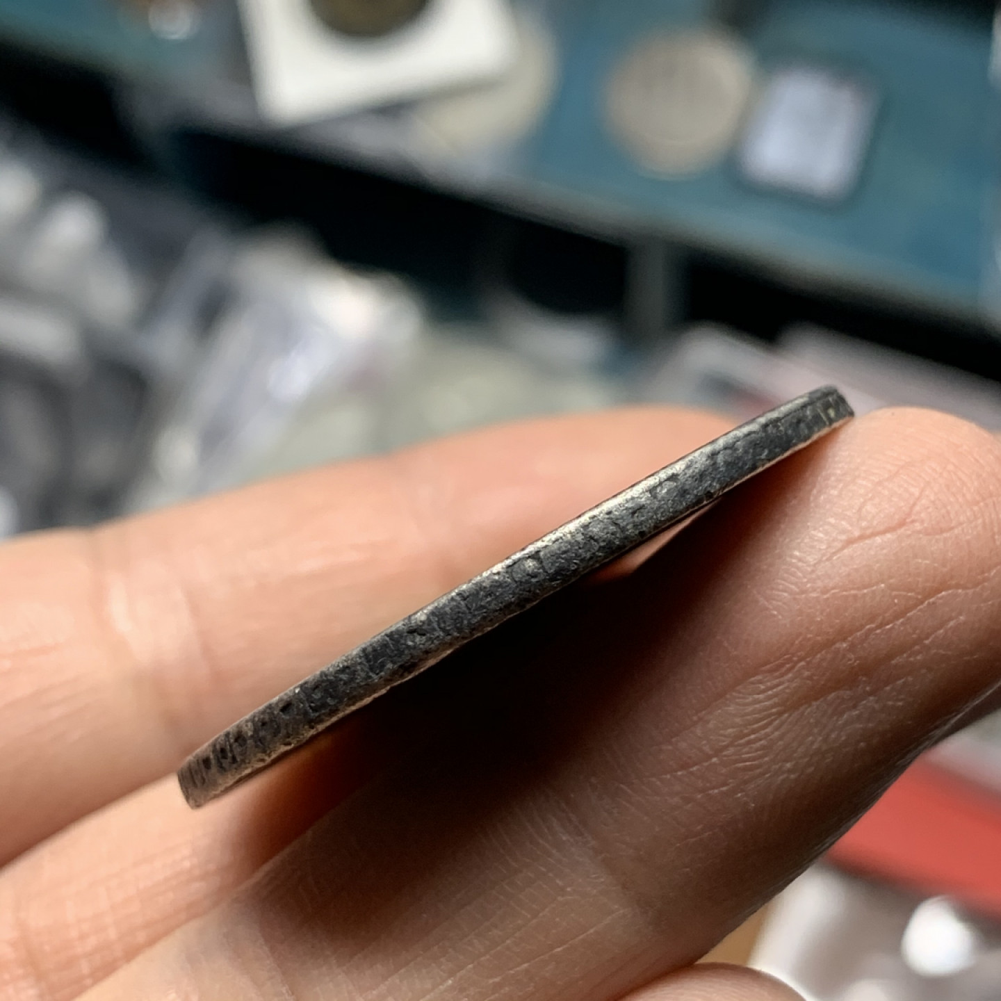 《竞宝斋》第27场-本周日，周一2场连拍（全场顺丰包邮） 西属 墨西哥1794年 卡四 8R 双柱大银币 39.4mm 26.4克  细节见图