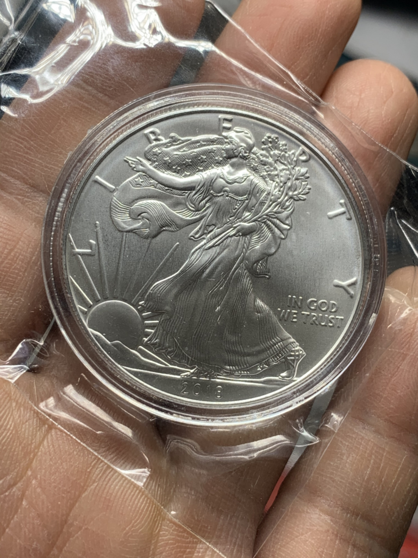 《竞宝斋》第27场-本周日，周一2场连拍（全场顺丰包邮） 2018年 美国行走女神1盎司银币 含银量99.9%