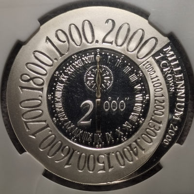 0起1加-纯粹捡漏拍-60场 - 马恩岛2000年1克朗千禧年精制纪念银币