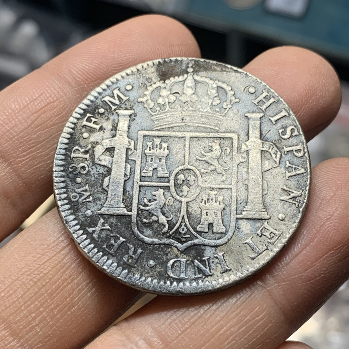 《竞宝斋》第27场-本周日，周一2场连拍（全场顺丰包邮） 西属 墨西哥1794年 卡四 8R 双柱大银币 39.4mm 26.4克  细节见图