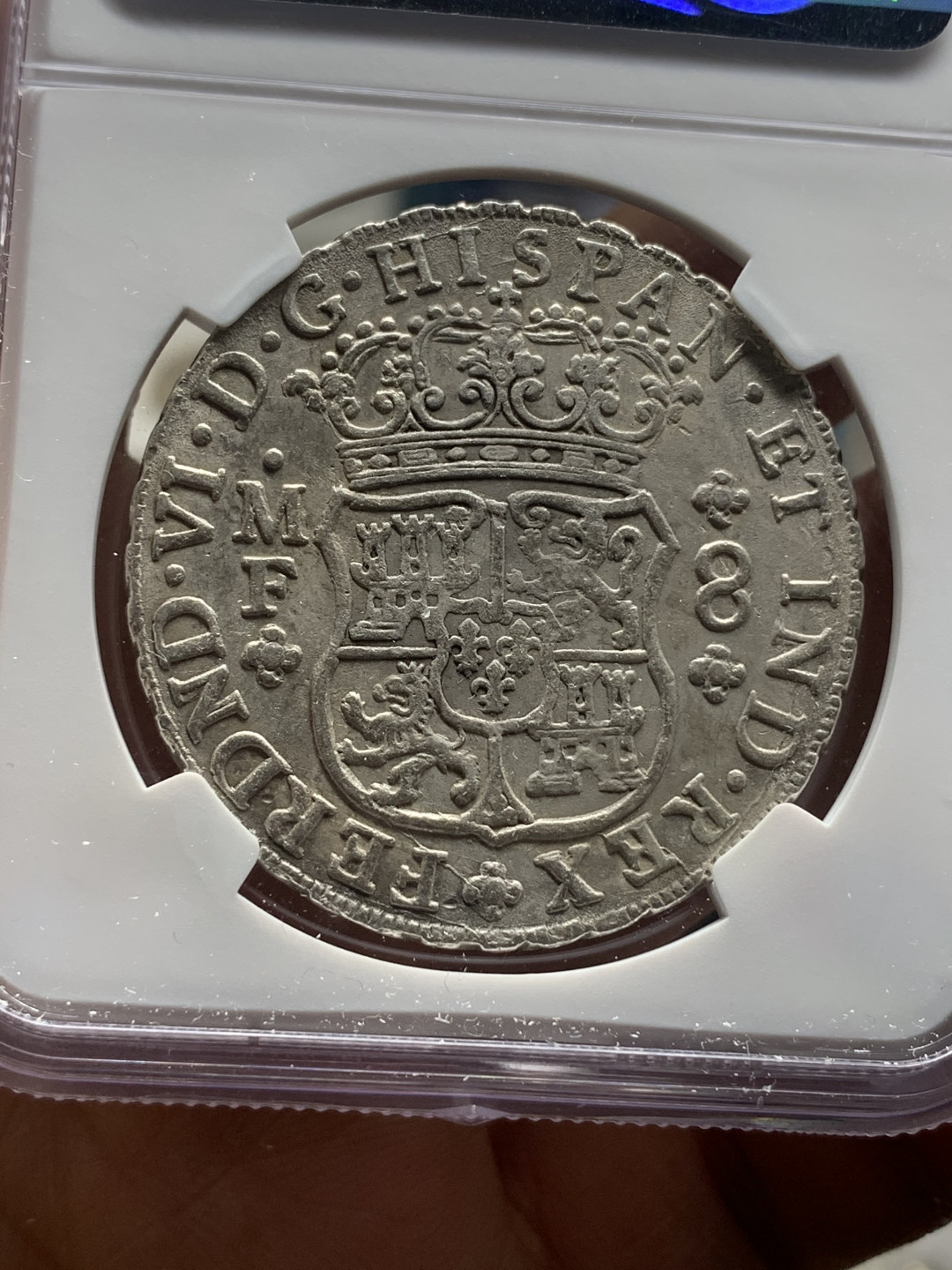 《竞宝斋》第27场-本周日，周一2场连拍（全场顺丰包邮） NGC-XFD  1748 西属墨西哥  斐迪南六世  早期地球  8里亚尔  原味难得  