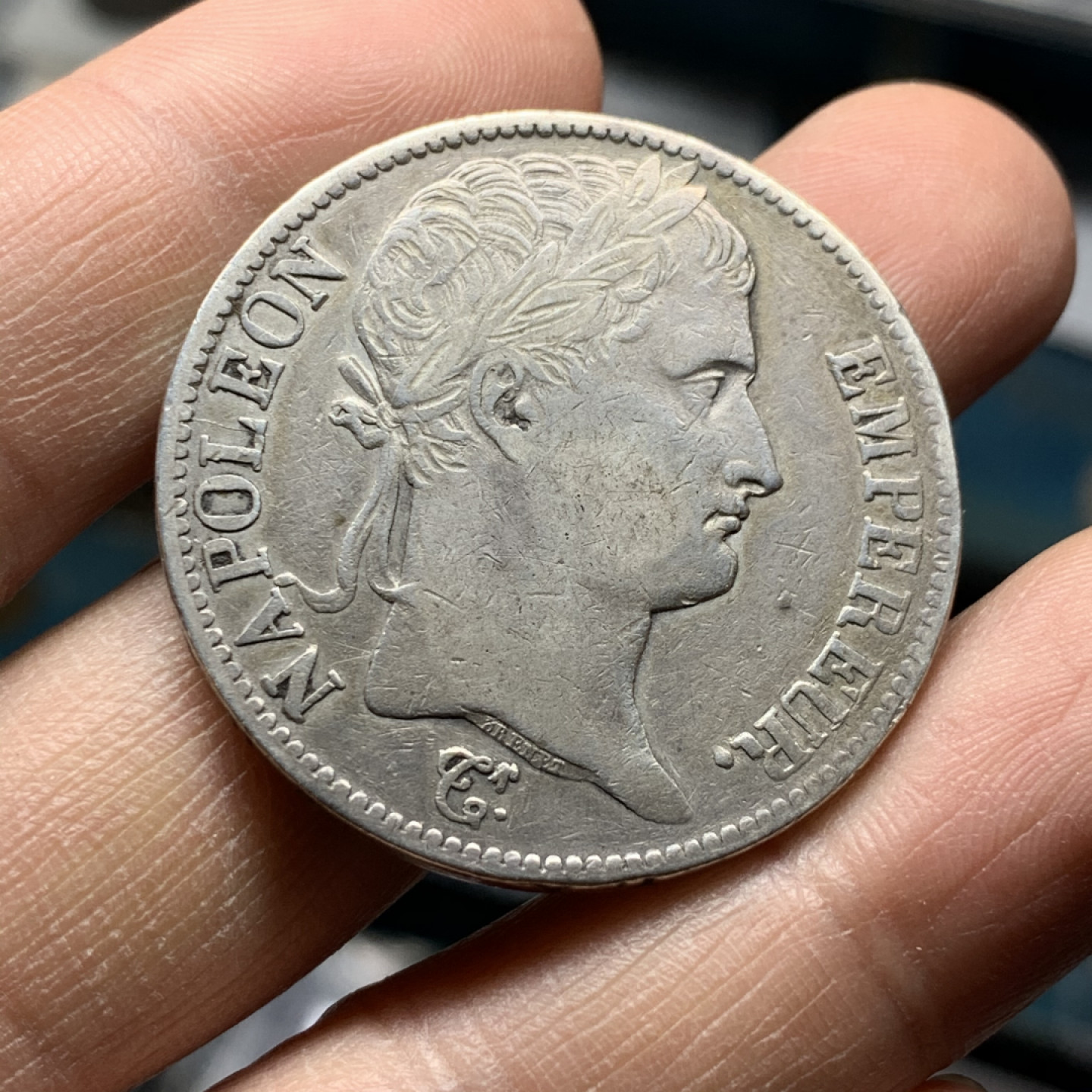 《竞宝斋》第27场-本周日，周一2场连拍（全场顺丰包邮） 1811年法国拿破仑一世5法郎银币