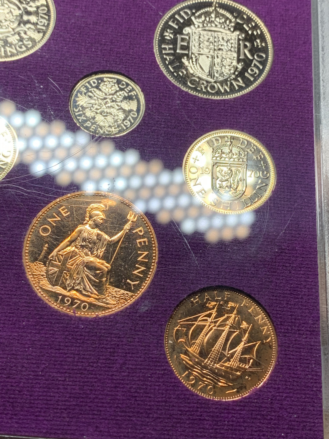 《竞宝斋》第27场-本周日，周一2场连拍（全场顺丰包邮） 英国 1970年 皇家铸币厂套币 十进制改革 伊丽莎白二世青年头像版 共9枚 带原封装与包装