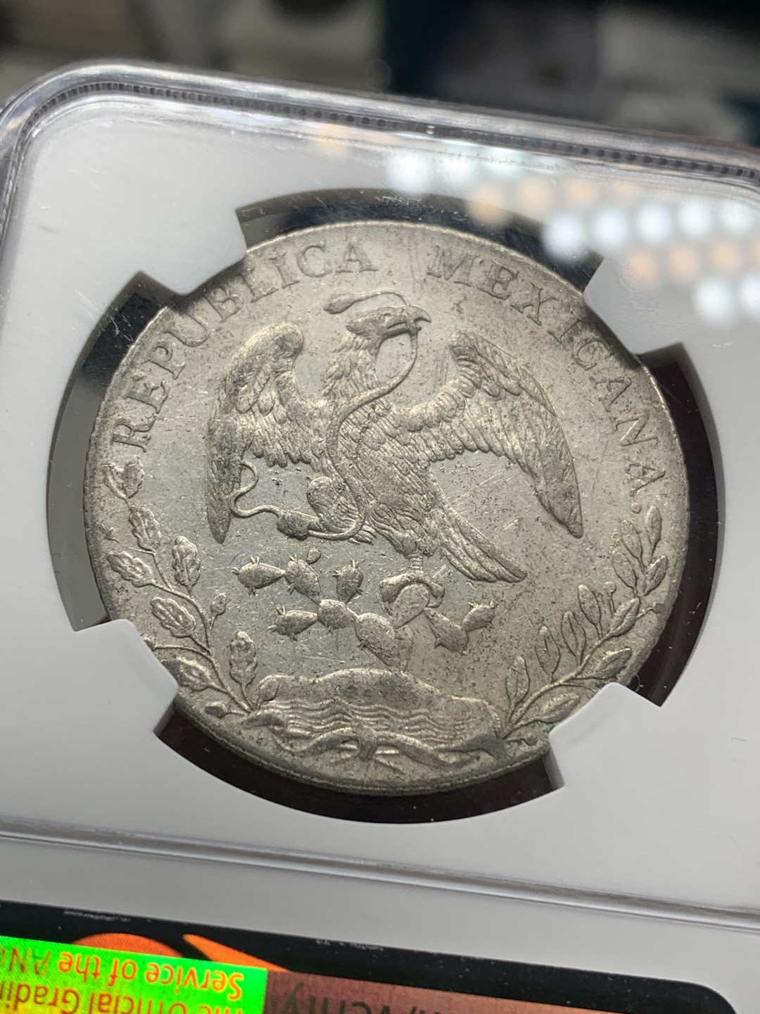 《竞宝斋》第27场-本周日，周一2场连拍（全场顺丰包邮） NGC-AUD   墨西哥 1888年 8 里亚尔   墨西哥厂  银币     原味mo厂老鹰 吉祥年份