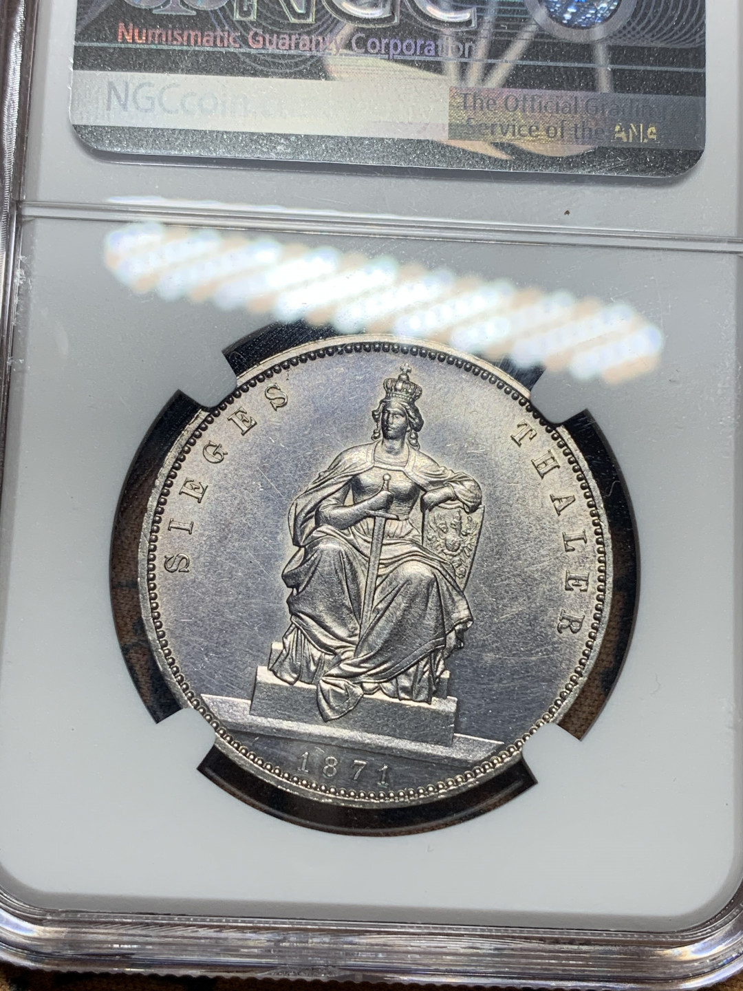 《竞宝斋》第27场-本周日，周一2场连拍（全场顺丰包邮） NGC-UNC 德国 1871年普鲁士胜利泰勒