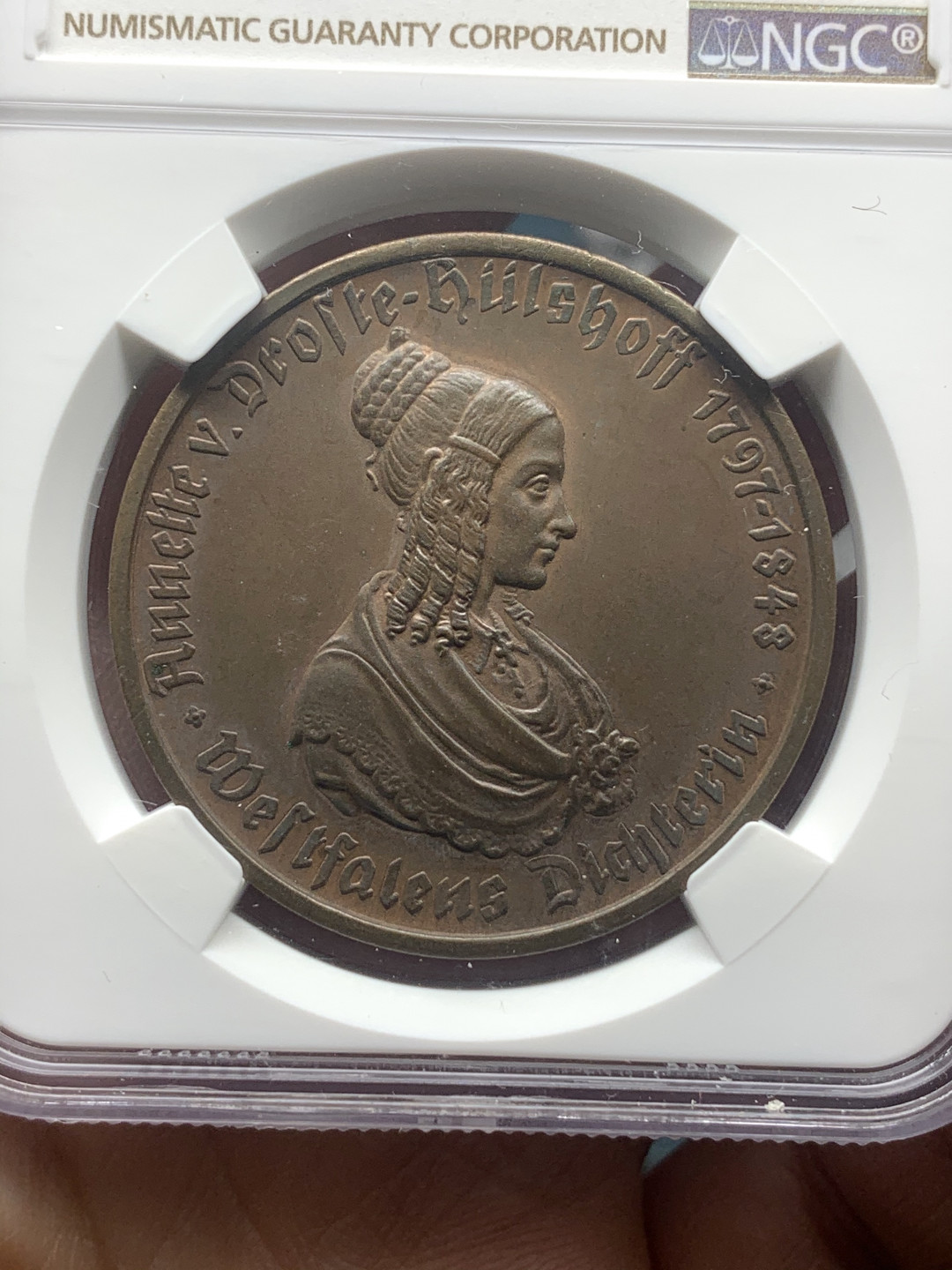 《竞宝斋》第27场-本周日，周一2场连拍（全场顺丰包邮） NGC-MS63BN 德国1923年 500马克 紧急币马币 美女诗人   巧克力包浆漂亮