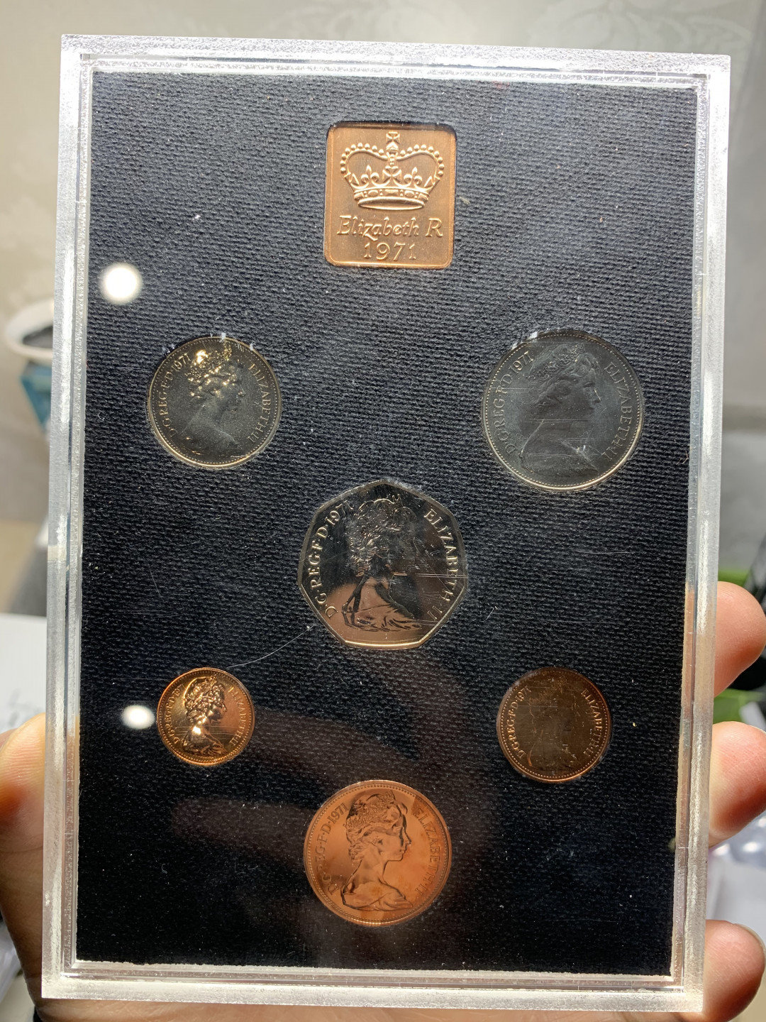 《竞宝斋》第27场-本周日，周一2场连拍（全场顺丰包邮） 英国1971年币制改革第一版6枚PROOF塑盒原装全套