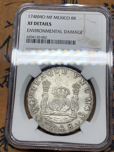 《竞宝斋》第27场-本周日，周一2场连拍（全场顺丰包邮） - NGC-XFD  1748 西属墨西哥  斐迪南六世  早期地球  8里亚尔  原味难得  