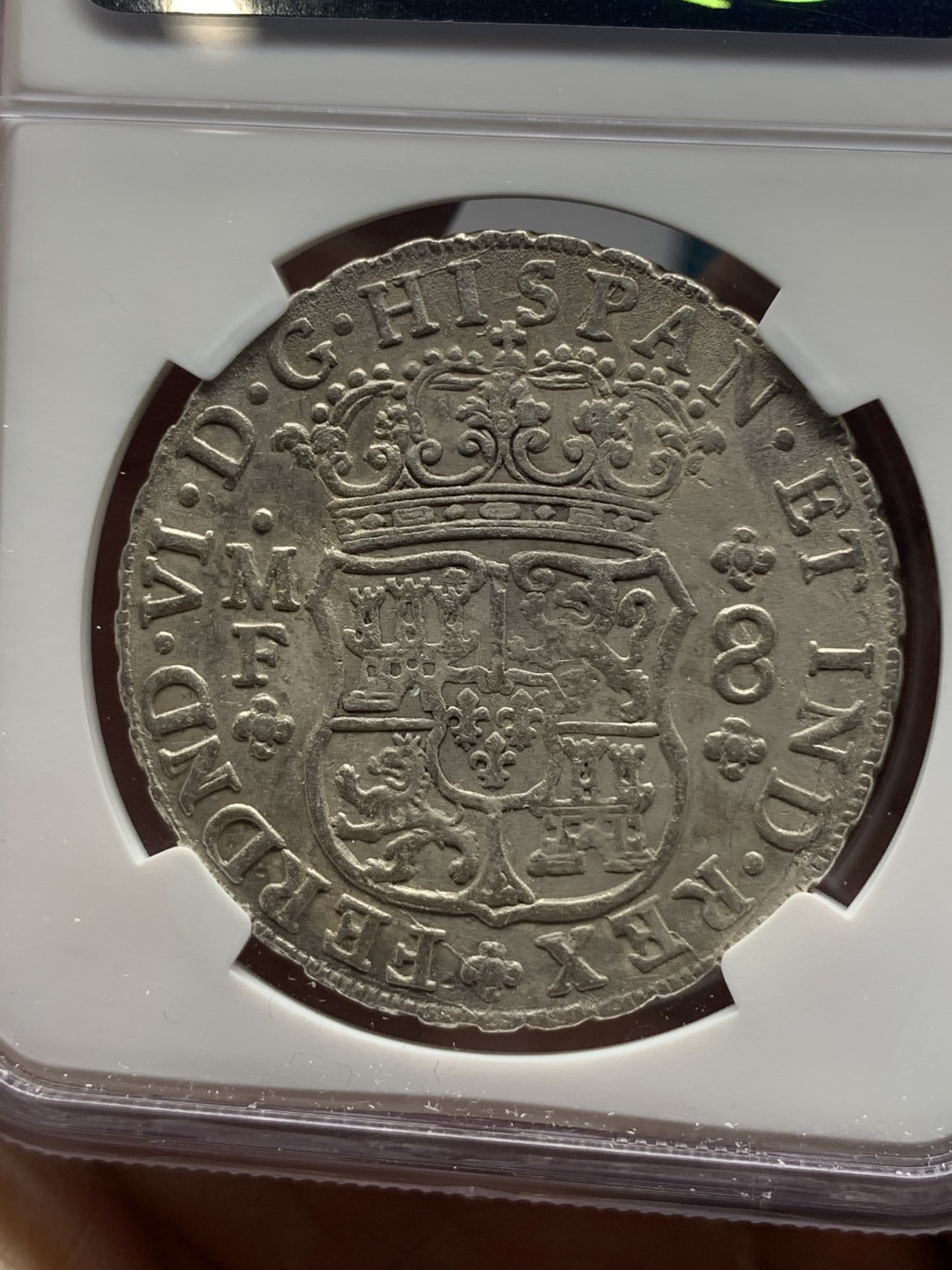 《竞宝斋》第27场-本周日，周一2场连拍（全场顺丰包邮） NGC-XFD  1748 西属墨西哥  斐迪南六世  早期地球  8里亚尔  原味难得  