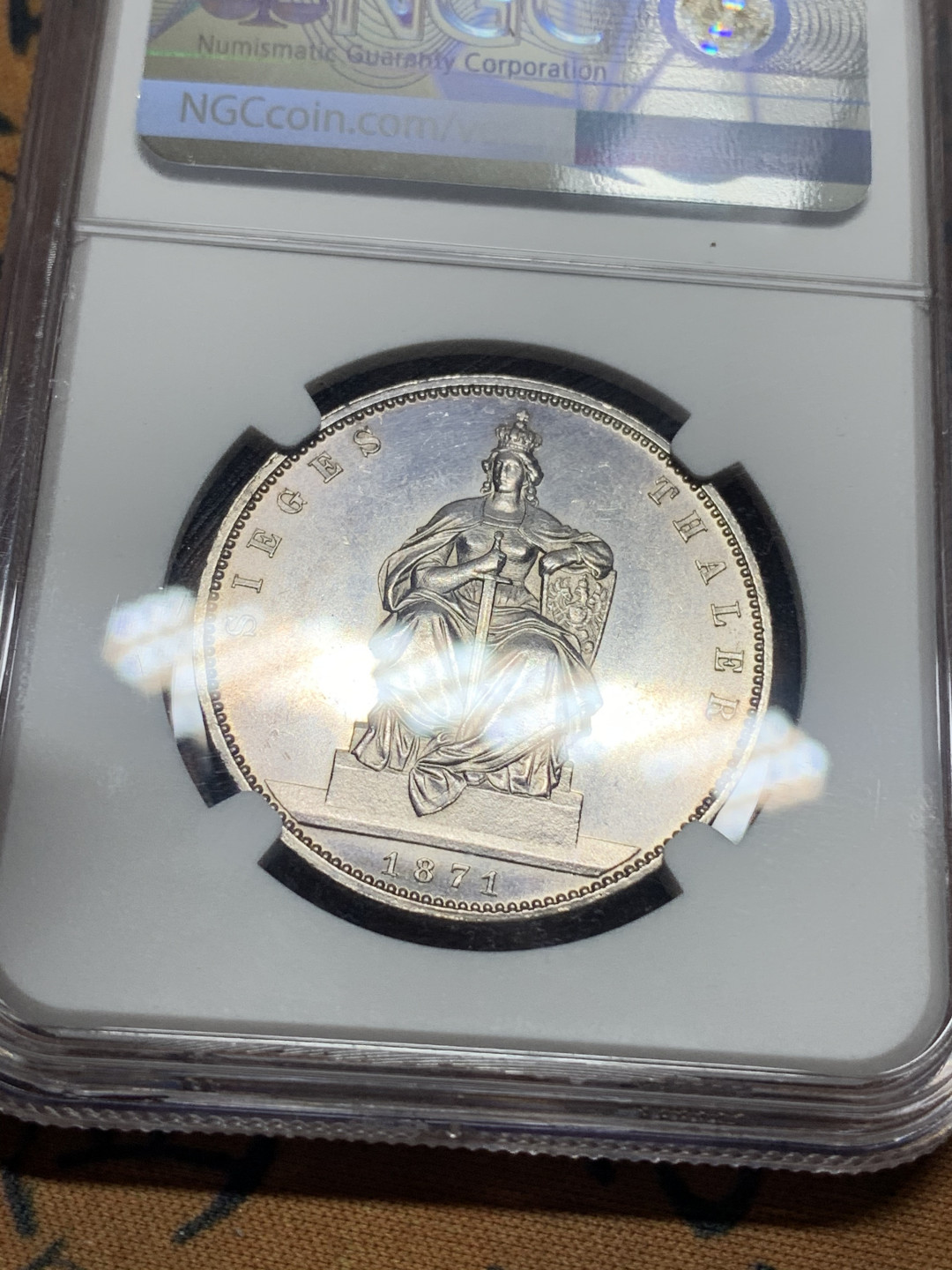 《竞宝斋》第27场-本周日，周一2场连拍（全场顺丰包邮） NGC-UNC 德国 1871年普鲁士胜利泰勒