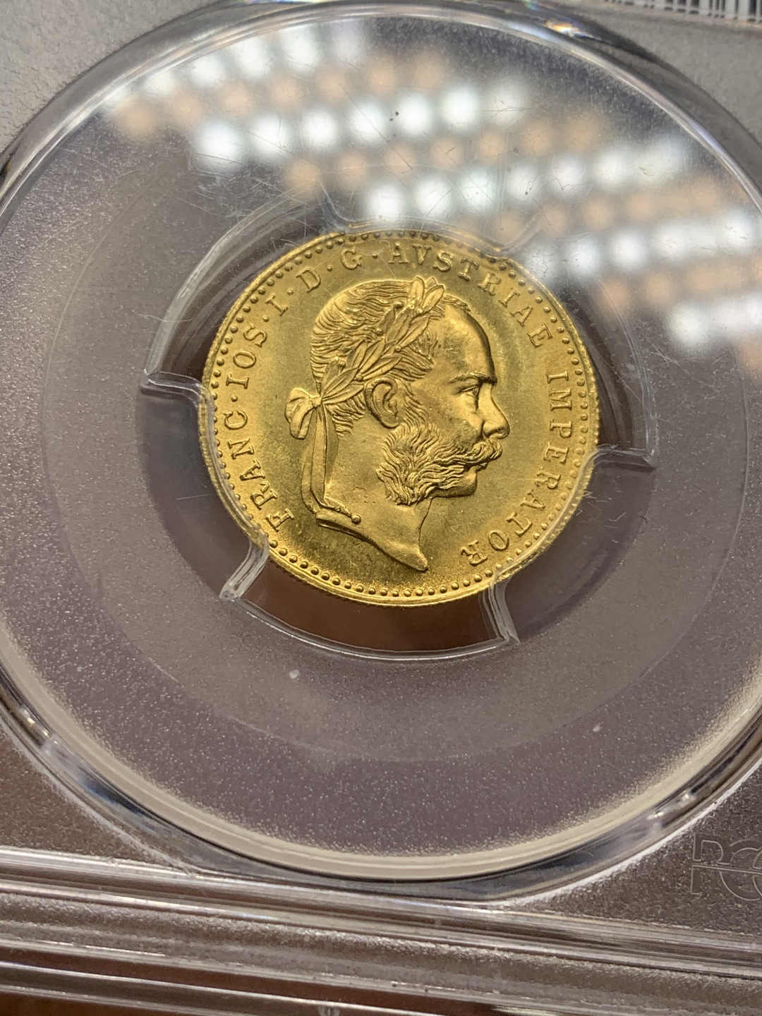 《竞宝斋》第27场-本周日，周一2场连拍（全场顺丰包邮） PCGS MS66 奥匈帝国 1915年 弗朗茨一世 杜卡特金币 重量3.49克,98.60%金 后铸版 状态一流 