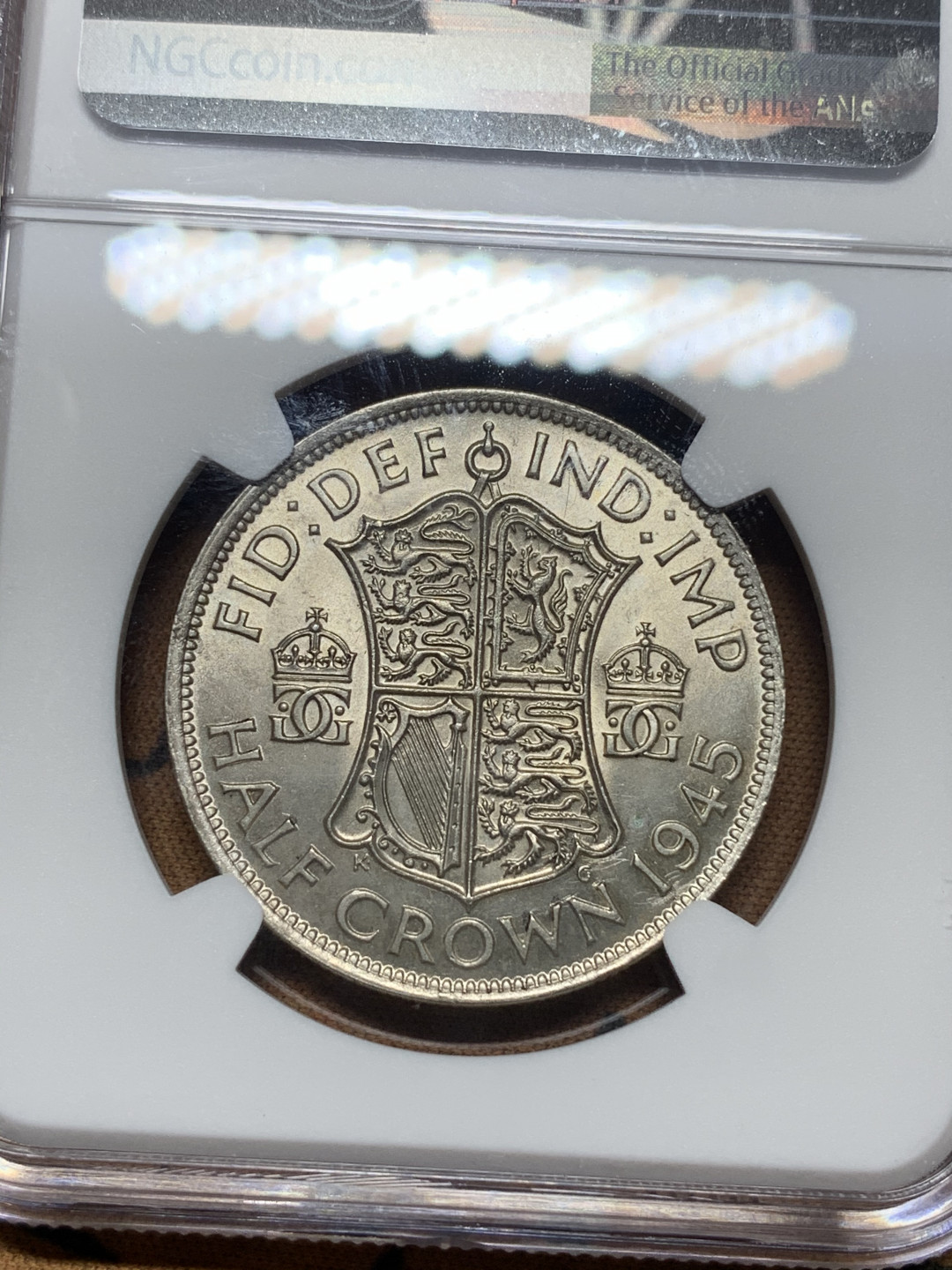 《竞宝斋》第27场-本周日，周一2场连拍（全场顺丰包邮） NGC-MS62 英国 1945年乔治六世半克朗