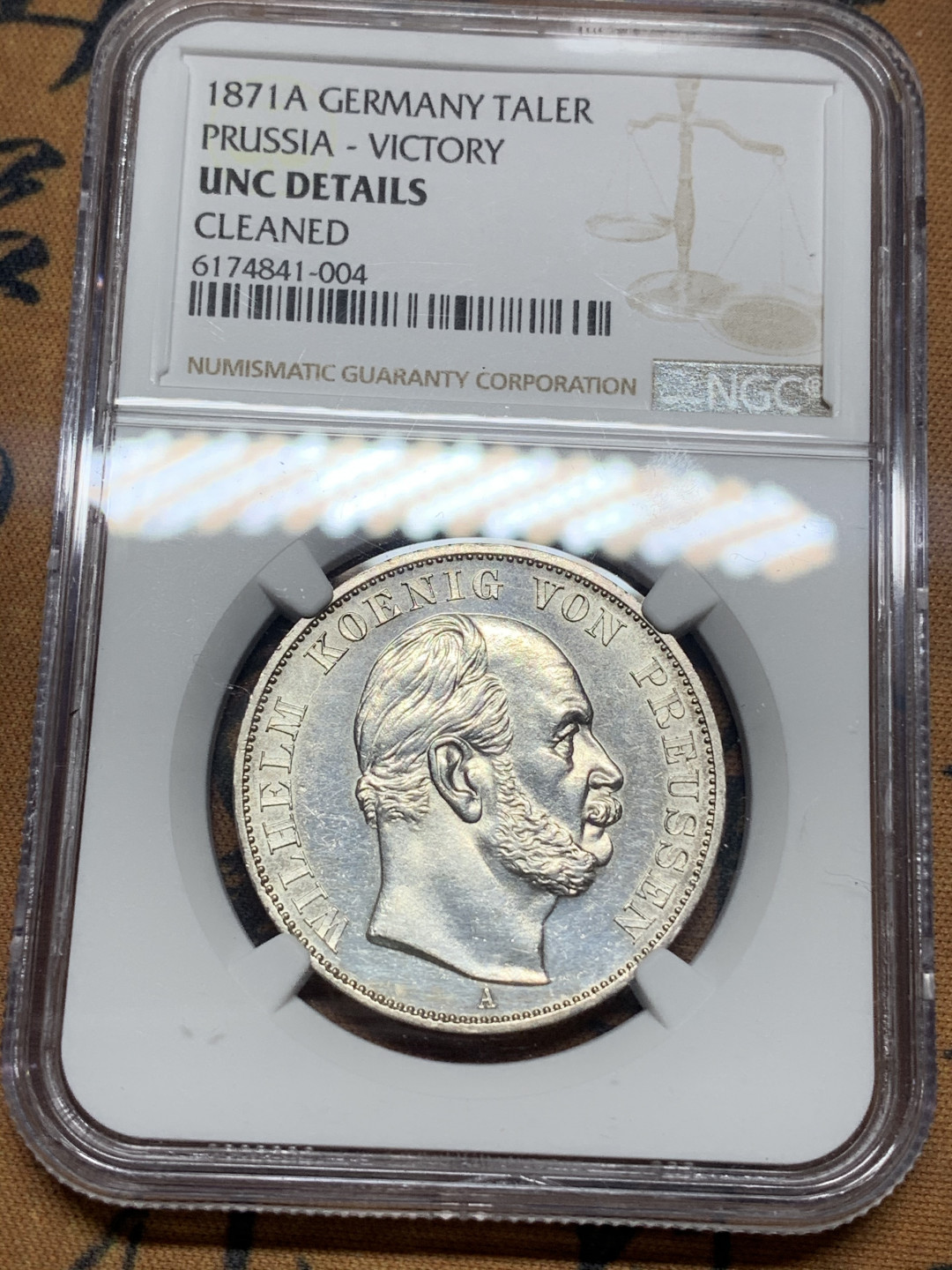 《竞宝斋》第27场-本周日，周一2场连拍（全场顺丰包邮） NGC-UNC 德国 1871年普鲁士胜利泰勒