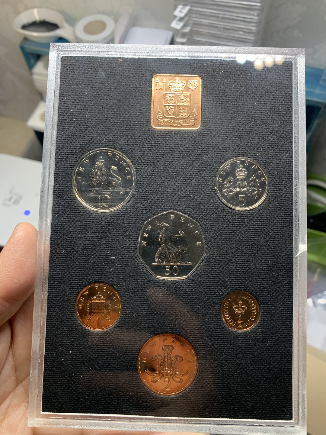 《竞宝斋》第27场-本周日，周一2场连拍（全场顺丰包邮） 英国1971年币制改革第一版6枚PROOF塑盒原装全套