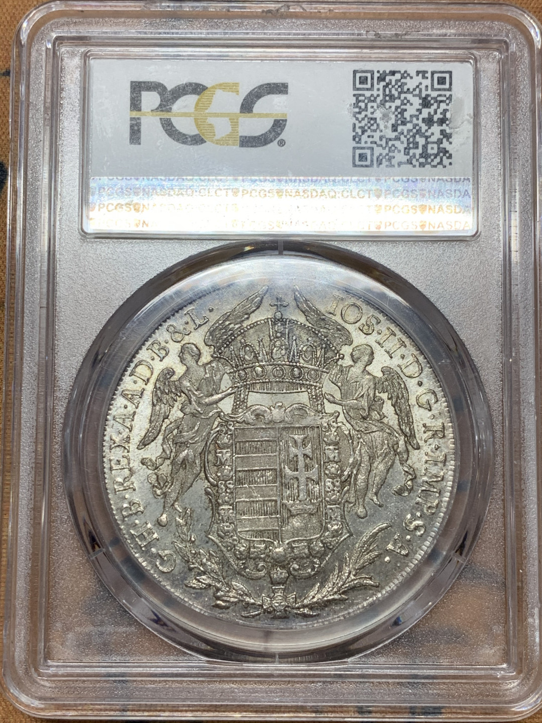 《竞宝斋》第28场-本周日，周一2场连拍（全场顺丰包邮） PCGS MS64+ 唯一冠军分封面币 神圣罗马帝国 匈牙利版 1782年 双天使圣母抱婴泰勒大银币 状态好的不可描述