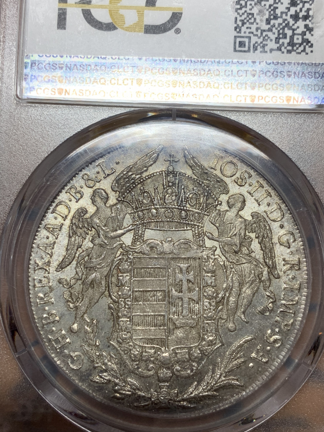 《竞宝斋》第28场-本周日，周一2场连拍（全场顺丰包邮） PCGS MS64+ 唯一冠军分封面币 神圣罗马帝国 匈牙利版 1782年 双天使圣母抱婴泰勒大银币 状态好的不可描述