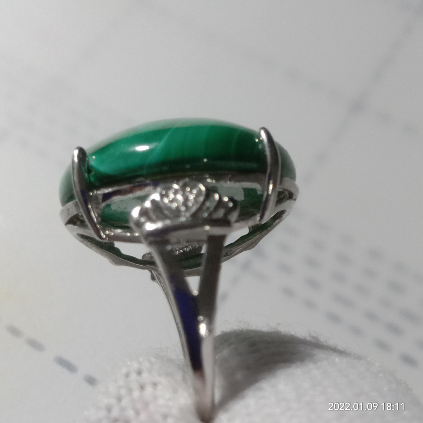 天然原矿孔雀石男士戒指