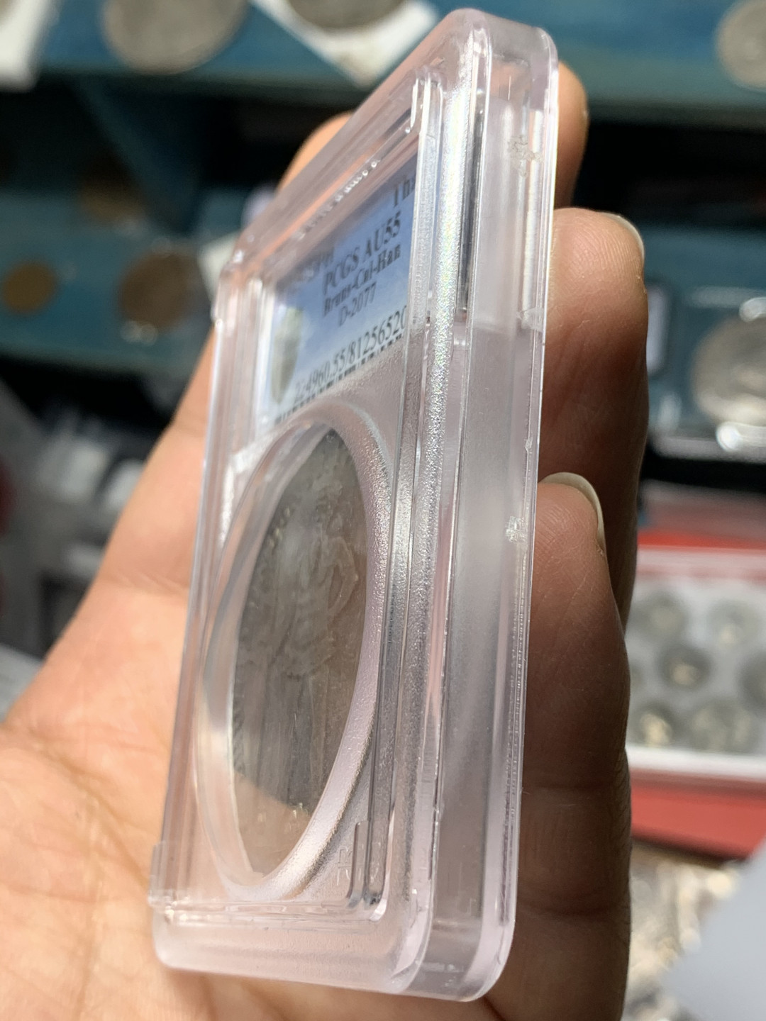 《竞宝斋》第28场-本周日，周一2场连拍（全场顺丰包邮） PCGS AU55 唯一冠军分 布伦瑞克-卢内堡-卡伦伯格-汉诺威 1725年 野人泰勒 深五彩包浆 正反深打 人物鼻尖可见 可遇不可求