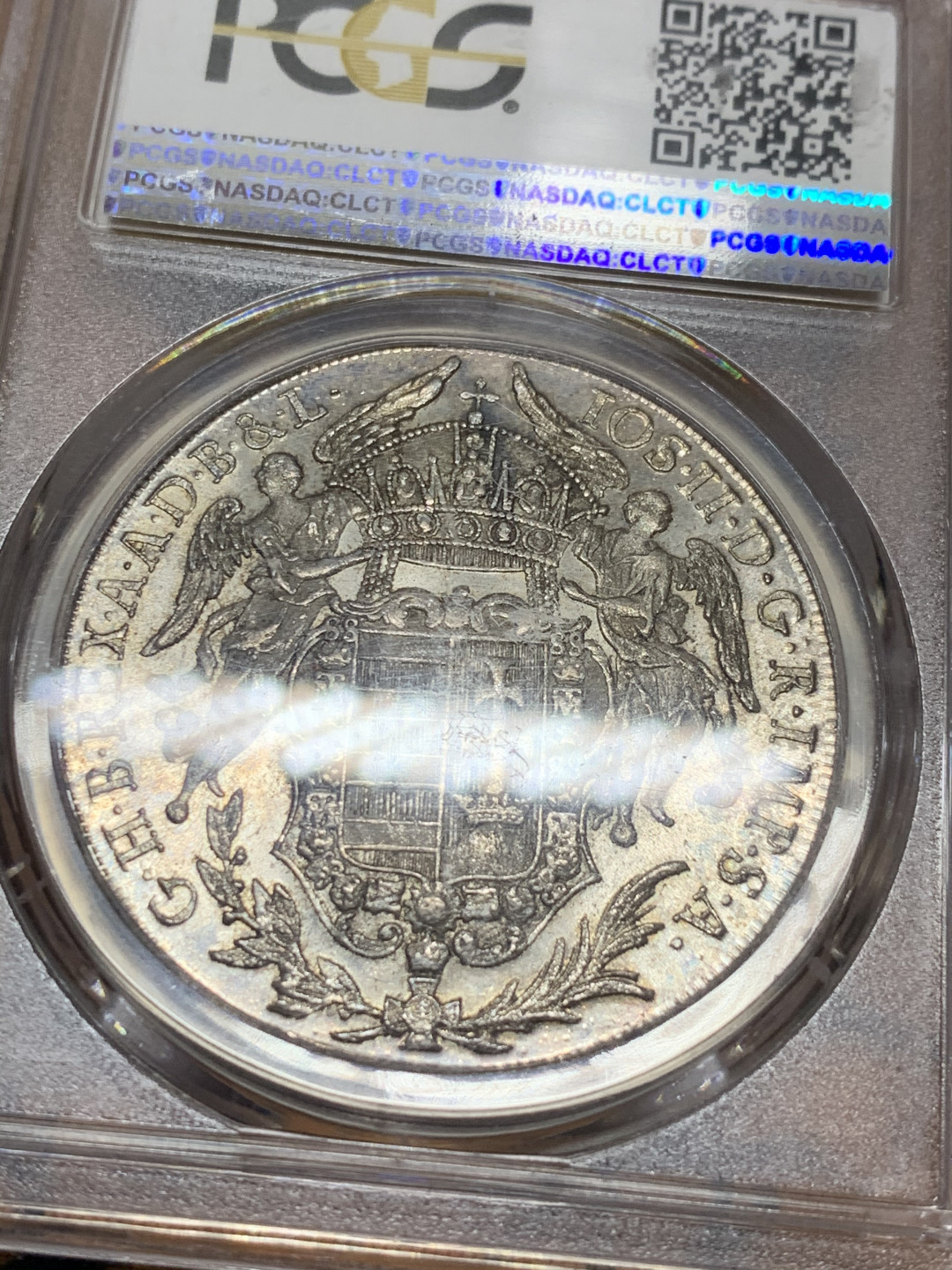《竞宝斋》第28场-本周日，周一2场连拍（全场顺丰包邮） PCGS MS64+ 唯一冠军分封面币 神圣罗马帝国 匈牙利版 1782年 双天使圣母抱婴泰勒大银币 状态好的不可描述
