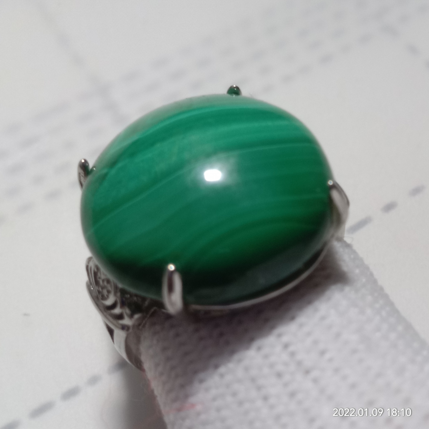 天然原矿孔雀石男士戒指