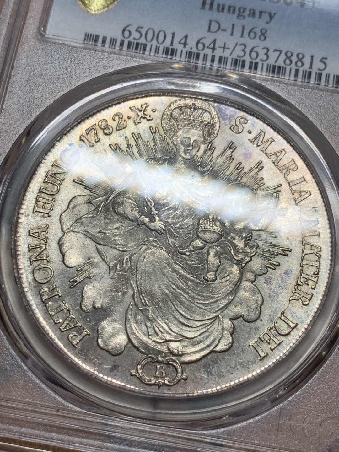 《竞宝斋》第28场-本周日，周一2场连拍（全场顺丰包邮） PCGS MS64+ 唯一冠军分封面币 神圣罗马帝国 匈牙利版 1782年 双天使圣母抱婴泰勒大银币 状态好的不可描述