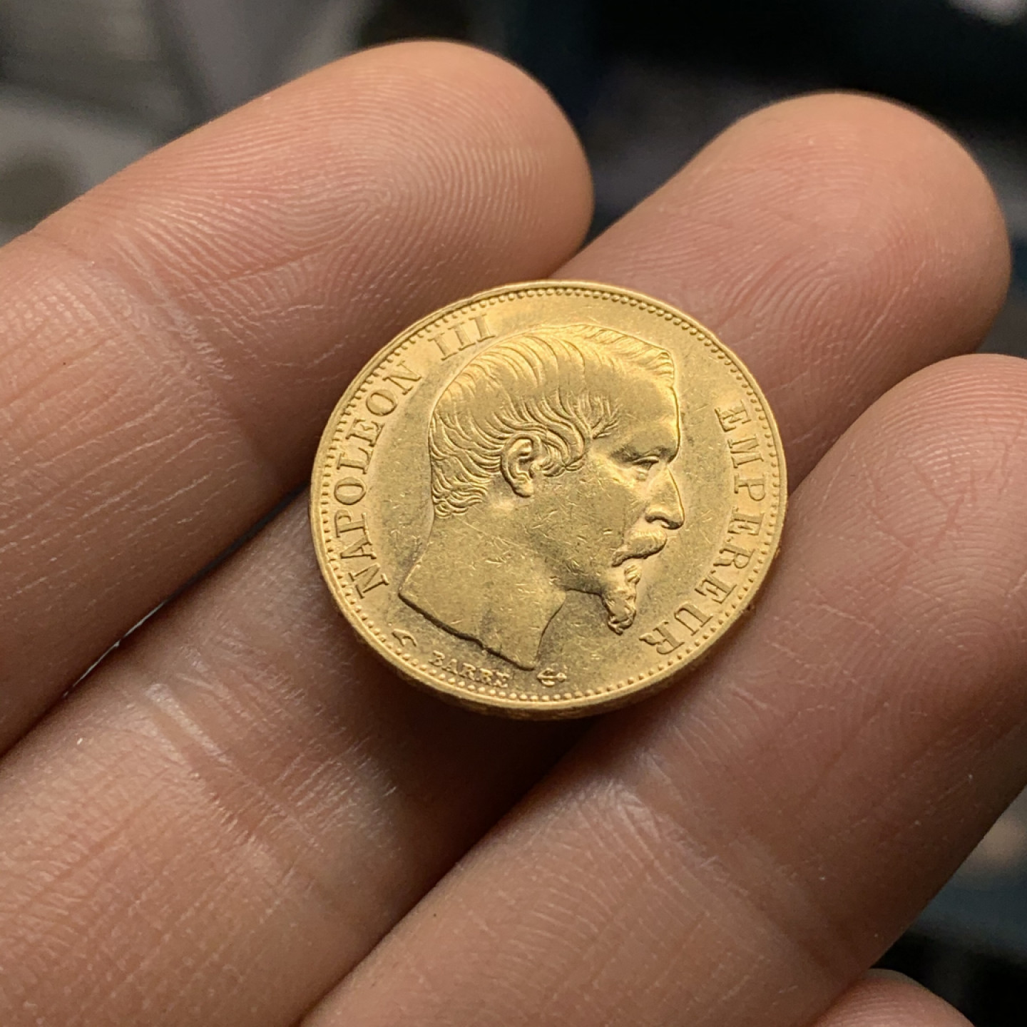 《竞宝斋》第28场-本周日，周一2场连拍（全场顺丰包邮） 法国 1857年 拿破仑三世 20法郎 金币早期无冠版