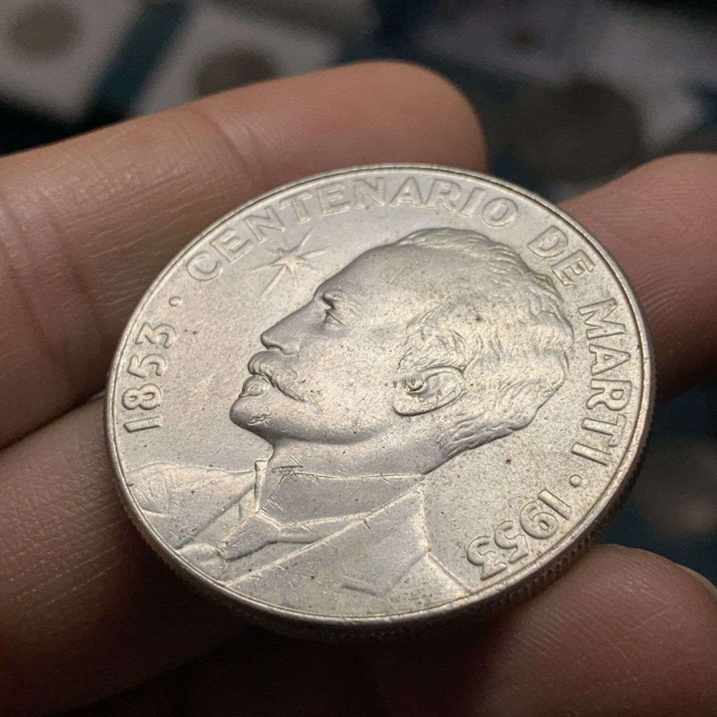 《竞宝斋》第28场-本周日，周一2场连拍（全场顺丰包邮） 古巴 1953年 马丁百年纪念 1比索 大银币 原光好品