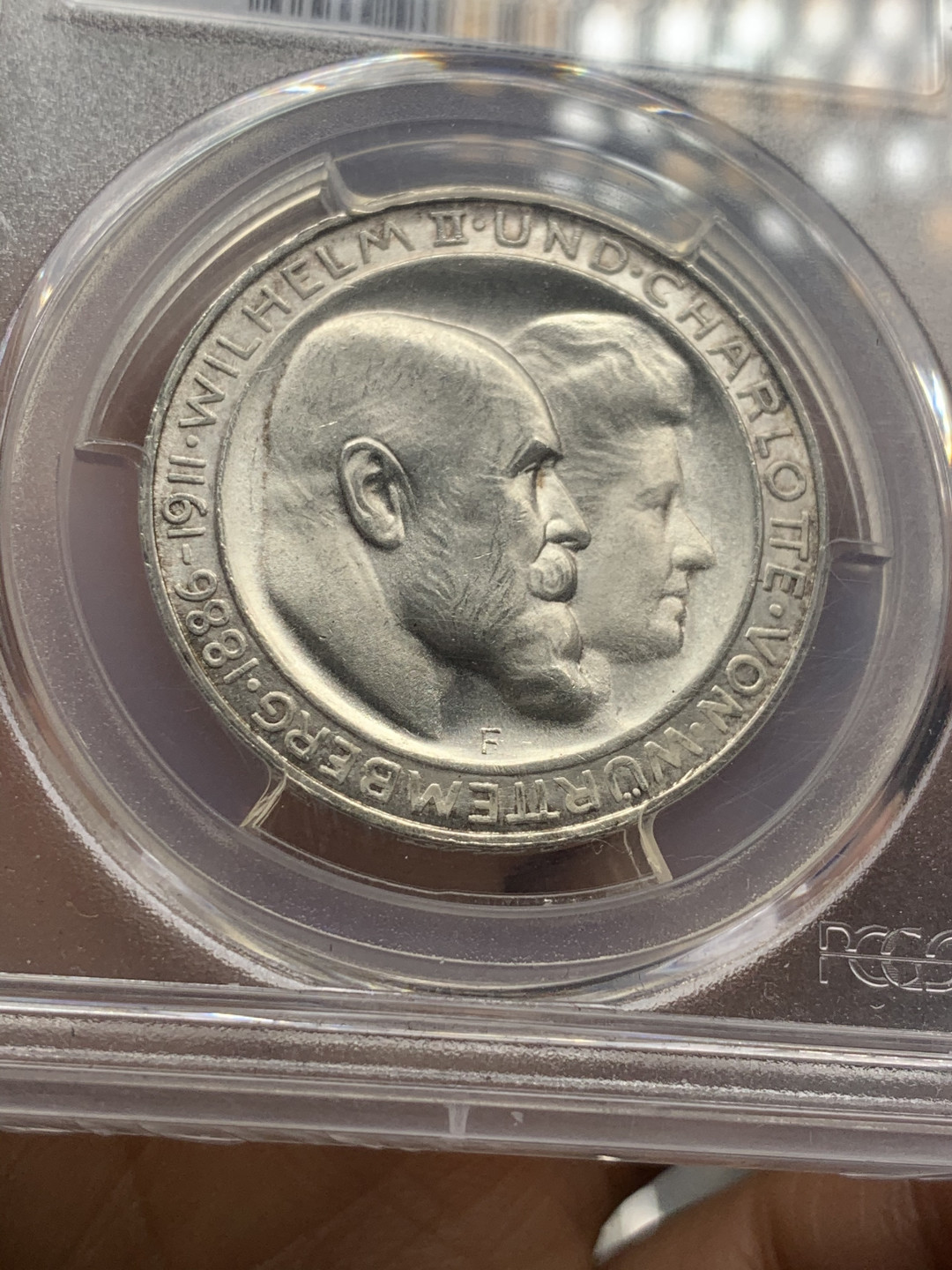 《竞宝斋》第28场-本周日，周一2场连拍（全场顺丰包邮） 德国1911年，符腾堡3马克，PCGS-MS65