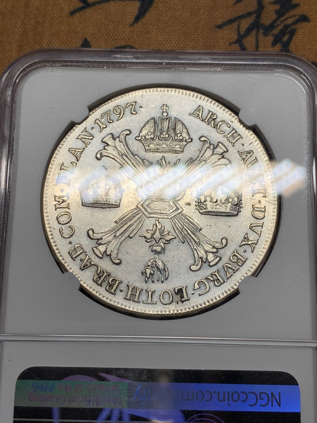 《竞宝斋》第28场-本周日，周一2场连拍（全场顺丰包邮） NGC 评级 1797年 神圣罗马帝国 奥属尼德兰 弗兰茨二世 1泰勒B版 大银币 