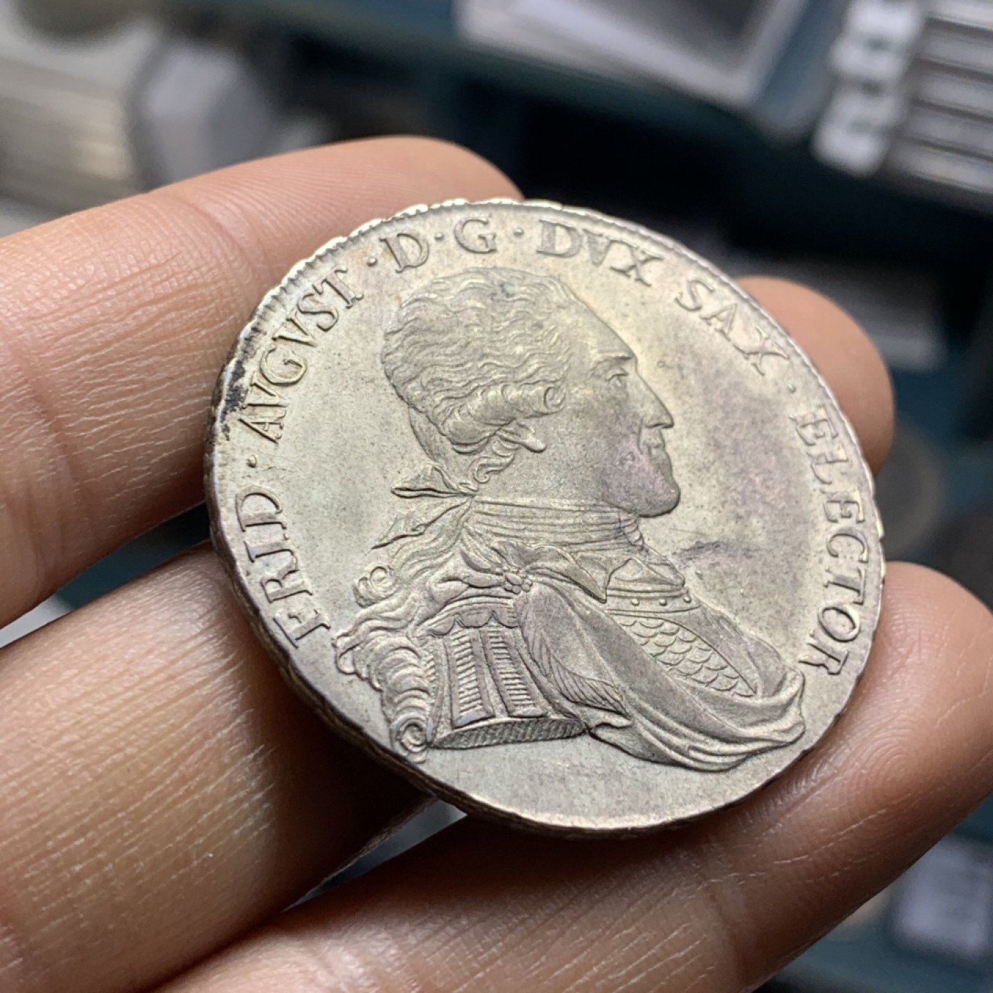 《竞宝斋》第28场-本周日，周一2场连拍（全场顺丰包邮） 德国萨克森 1806年 弗里德里希·奥古斯特三世 大泰勒银币 一流的细节和味道 MS级别