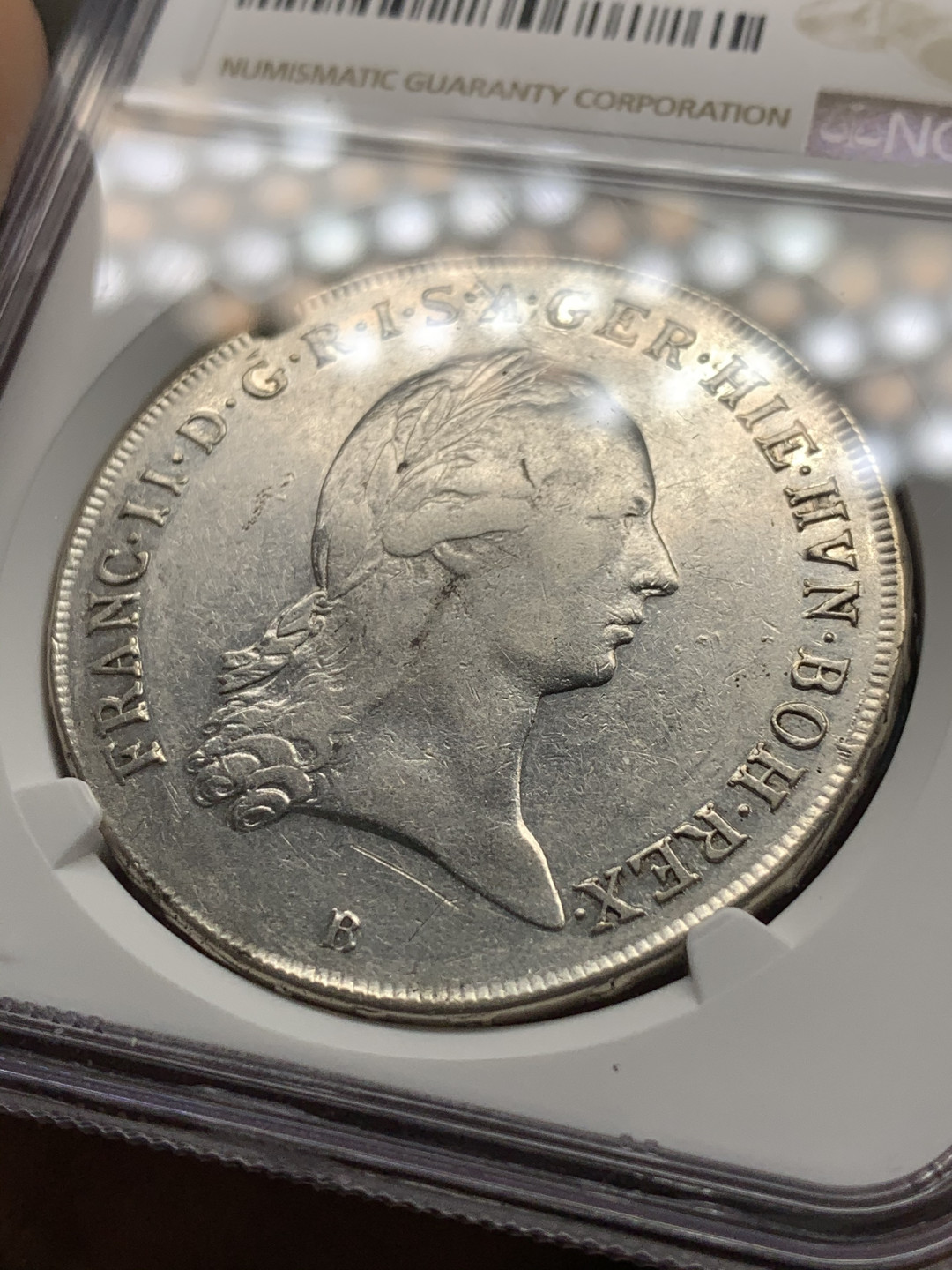 《竞宝斋》第28场-本周日，周一2场连拍（全场顺丰包邮） NGC 评级 1797年 神圣罗马帝国 奥属尼德兰 弗兰茨二世 1泰勒B版 大银币 