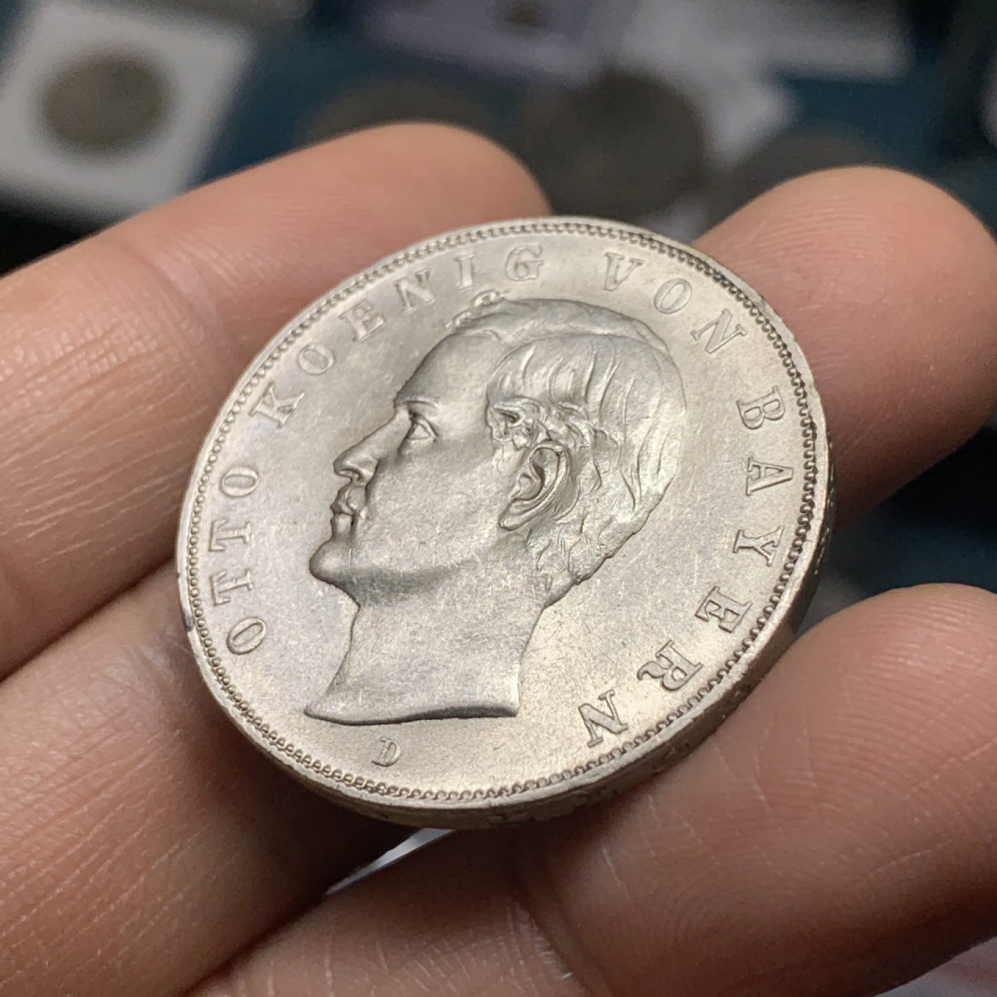 《竞宝斋》第28场-本周日，周一2场连拍（全场顺丰包邮） 德国巴伐利亚 1913年 3马克 银币 原光好品