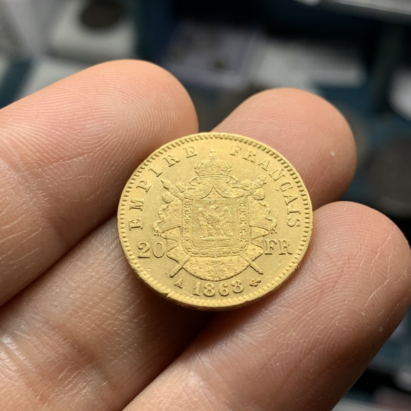 《竞宝斋》第28场-本周日，周一2场连拍（全场顺丰包邮） 法国 1868年 拿破仑三世 20法郎 金币花冠版