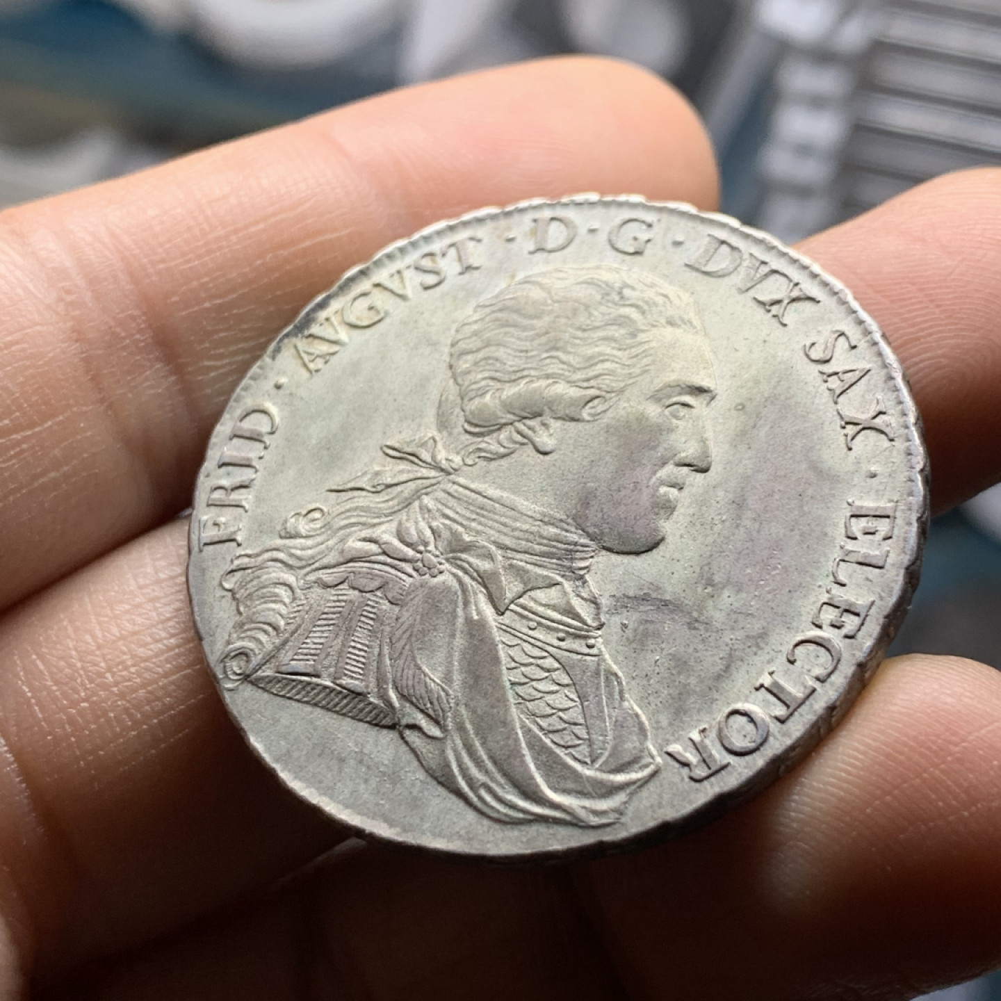 《竞宝斋》第28场-本周日，周一2场连拍（全场顺丰包邮） 德国萨克森 1806年 弗里德里希·奥古斯特三世 大泰勒银币 一流的细节和味道 MS级别