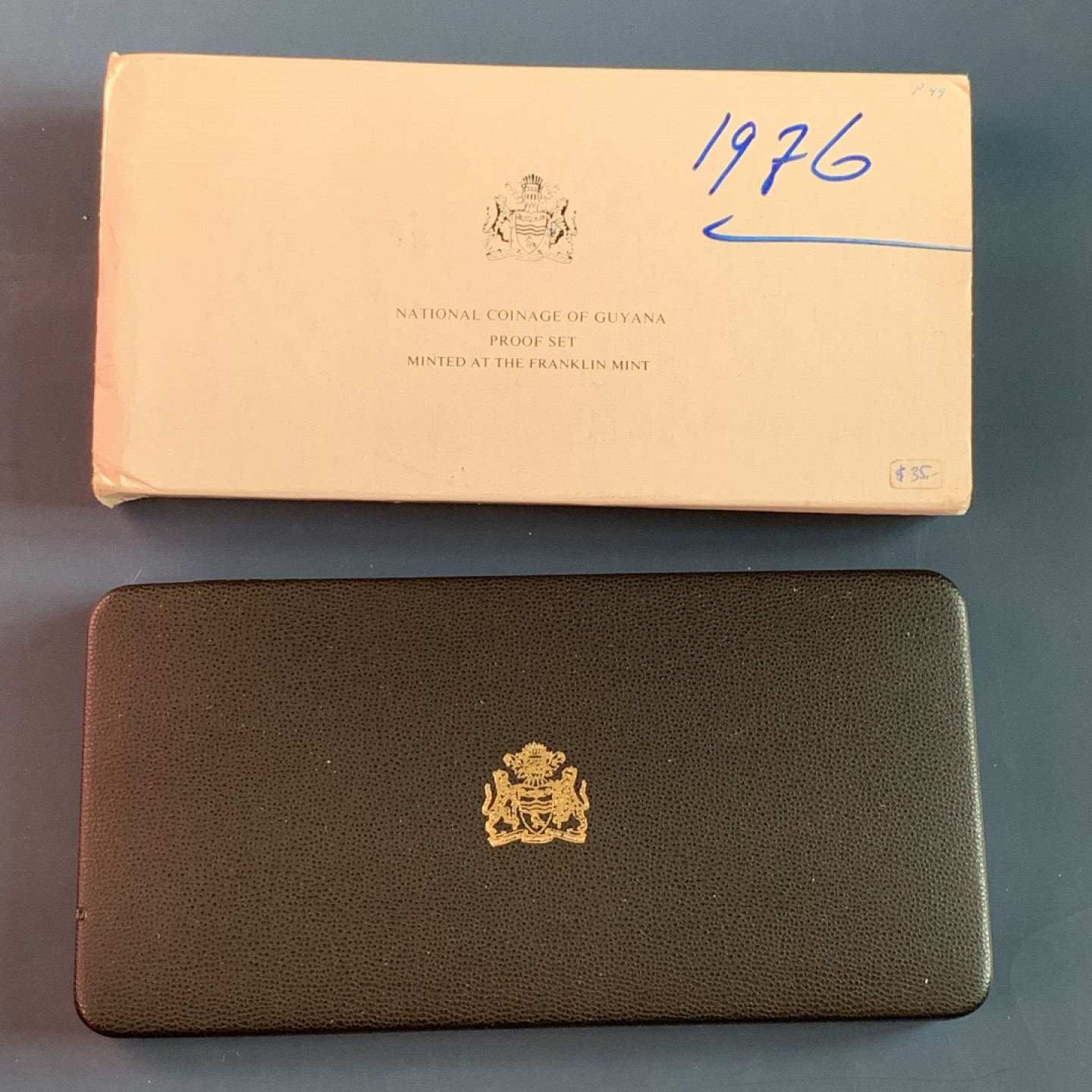 《竞宝斋》第28场-本周日，周一2场连拍（全场顺丰包邮） 原盒证书 圭亚那1976年 8枚套精制币 5元和10元都是银币 富兰克林造币厂