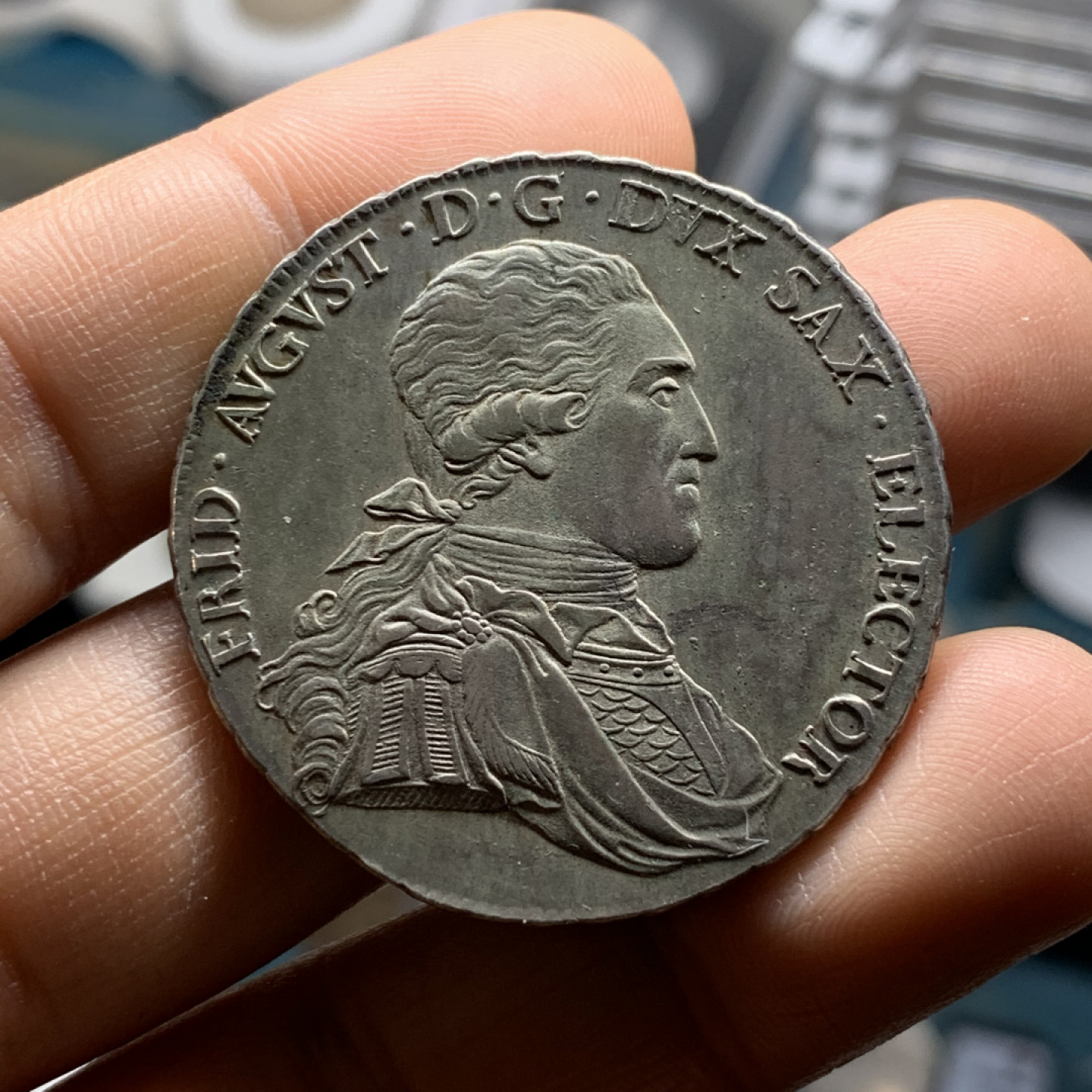 《竞宝斋》第28场-本周日，周一2场连拍（全场顺丰包邮） 德国萨克森 1806年 弗里德里希·奥古斯特三世 大泰勒银币 一流的细节和味道 MS级别