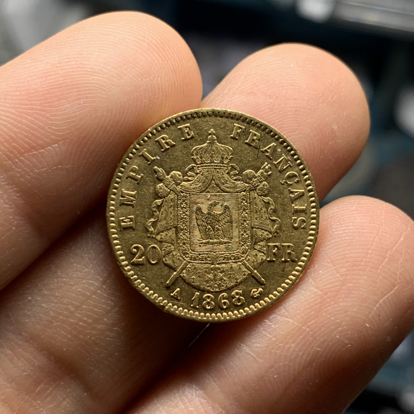 《竞宝斋》第28场-本周日，周一2场连拍（全场顺丰包邮） 法国 1868年 拿破仑三世 20法郎 金币花冠版