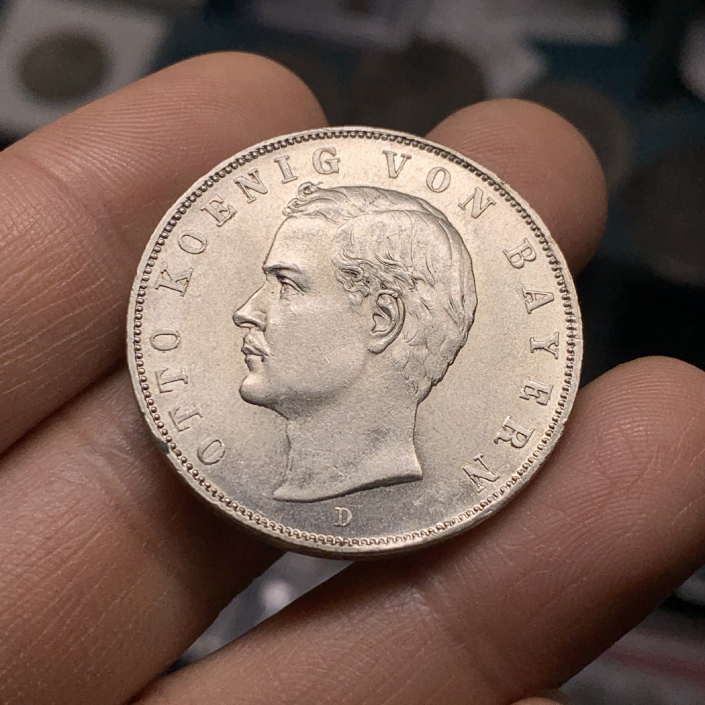 《竞宝斋》第28场-本周日，周一2场连拍（全场顺丰包邮） 德国巴伐利亚 1913年 3马克 银币 原光好品