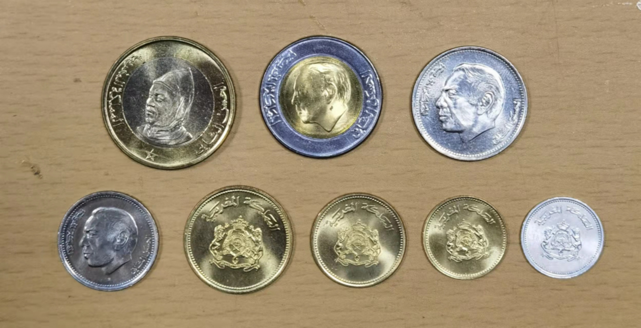 北京马甸外国钱币专卖店微拍第六十七期，非贵金属外国纪念币，流通币专场，陆续上新欢迎关注 好品UNC摩洛哥流通币8枚／套