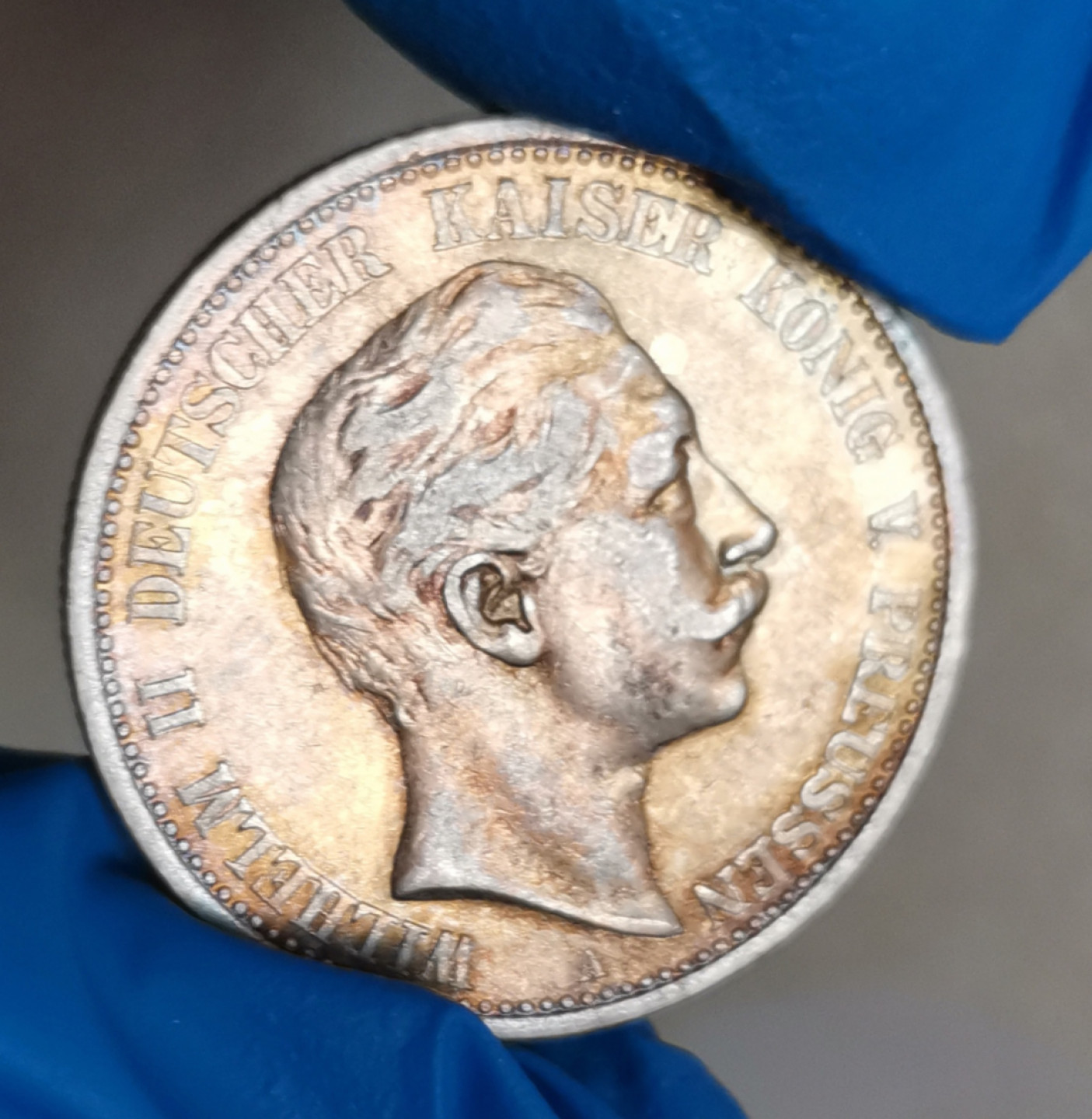 第23期拍卖会 金色包浆带光品1906年德国普鲁士威廉二世2马克银币