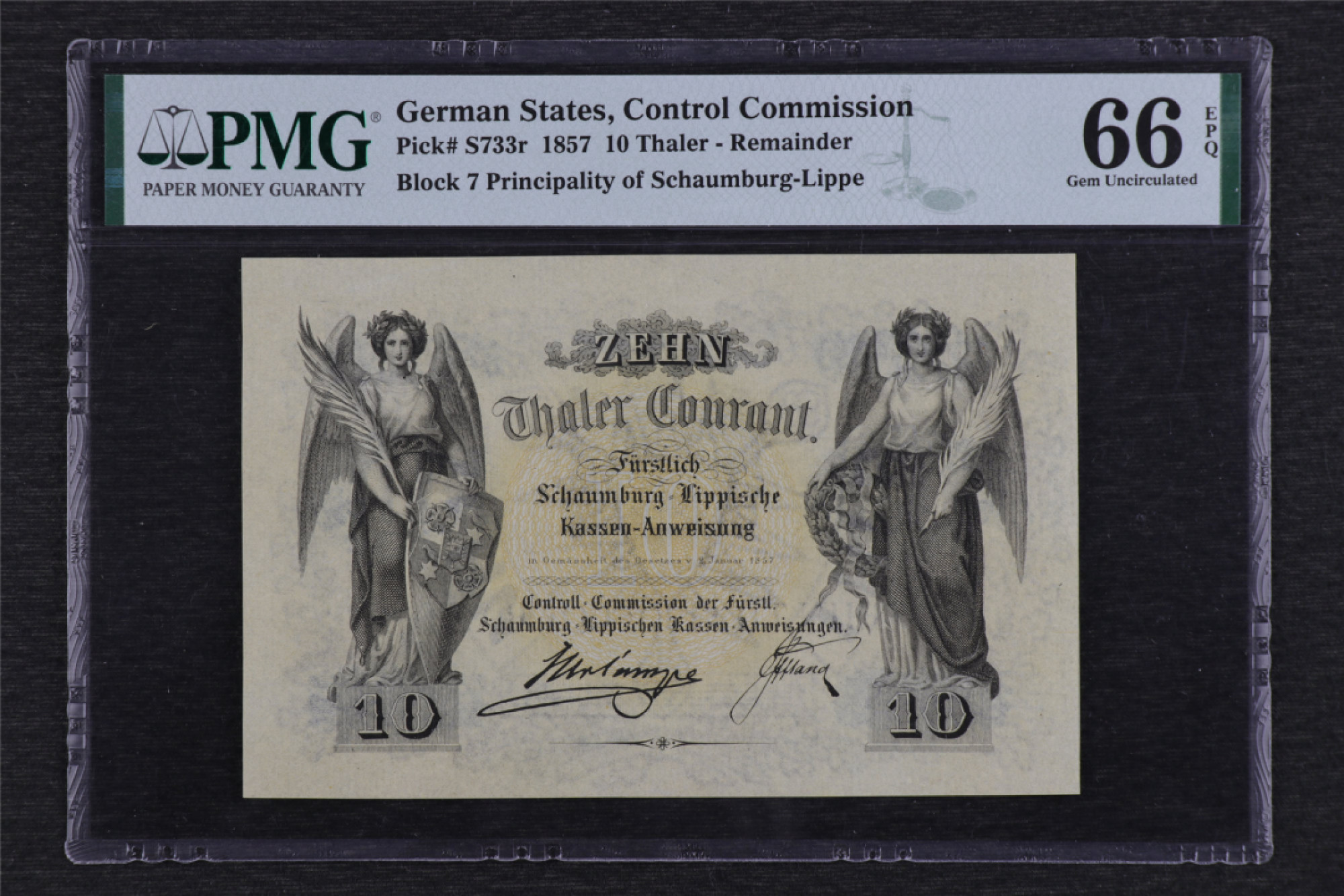亘邦集藏 第100期—满分之场 【冠军分 罕见珍品】1857年 德国 10Tgaker PMG 66EPQ  S733