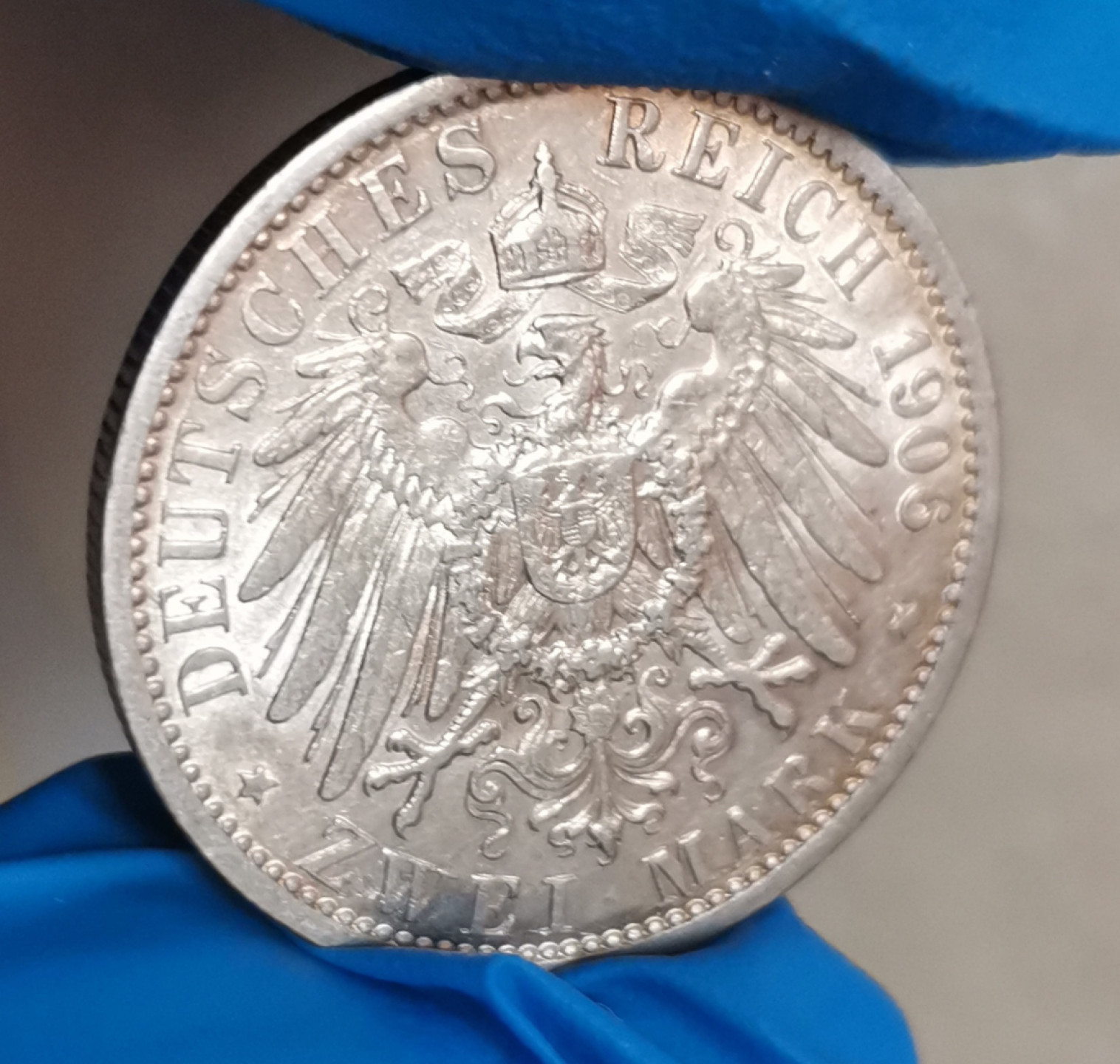 第23期拍卖会 金色包浆带光品1906年德国普鲁士威廉二世2马克银币