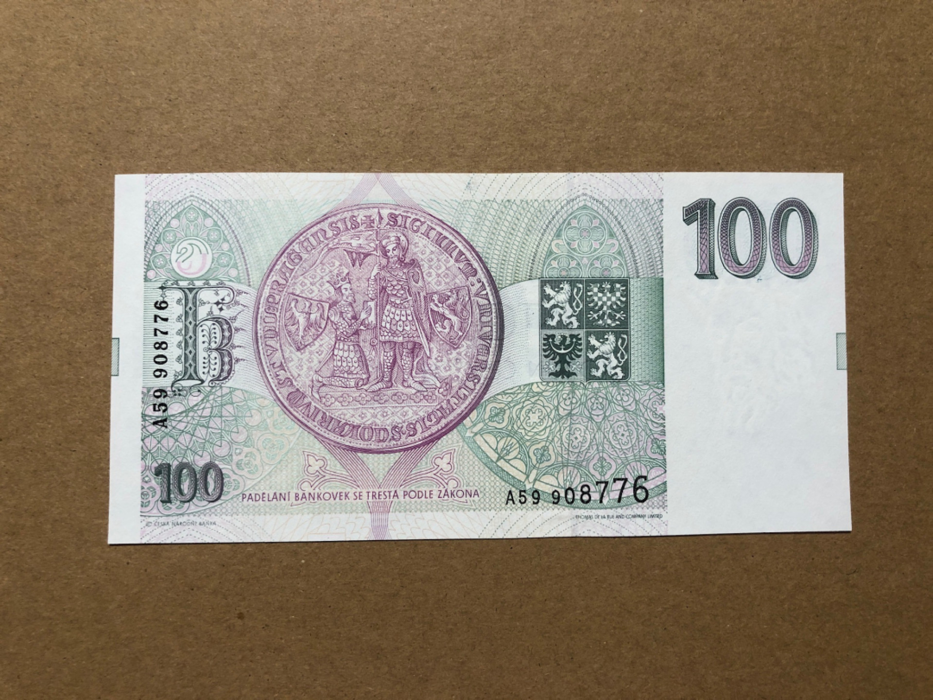 《张总收藏》47期——裸币专场 捷克100克朗 UNC 1993年初版 细安全线