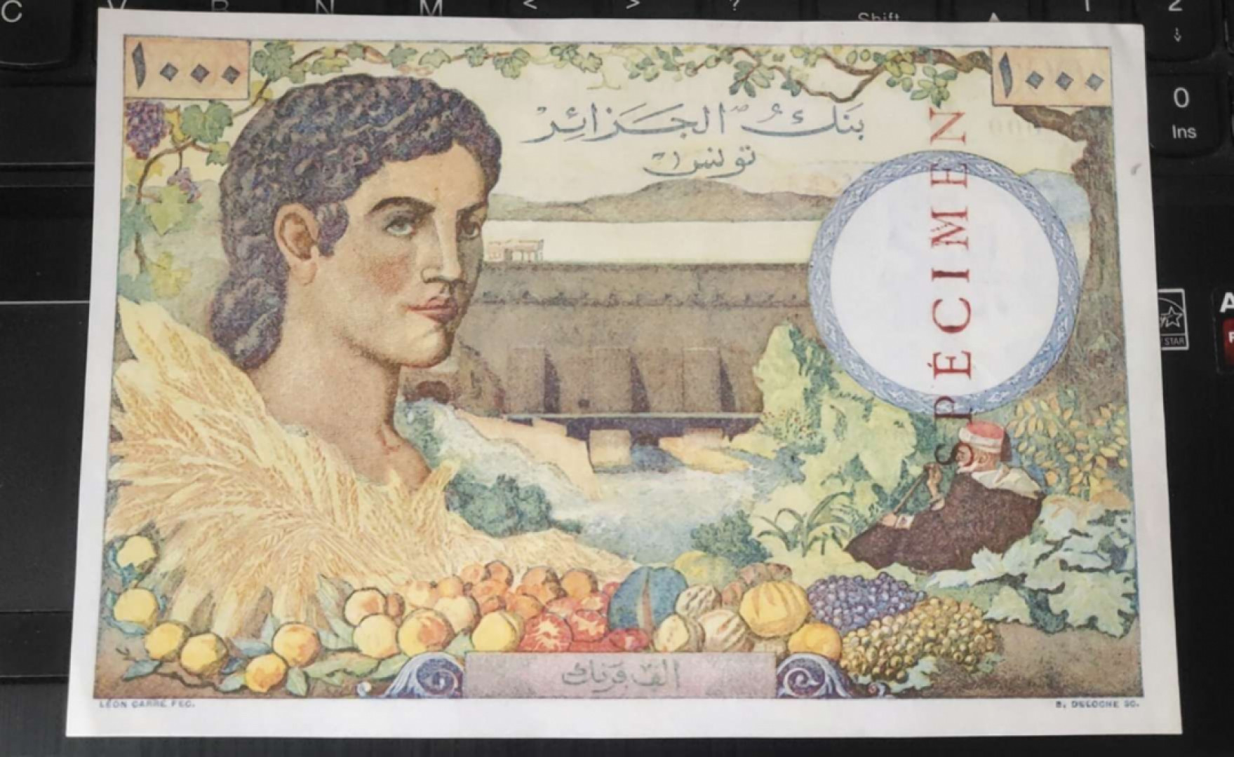 N&C 第十七期：惠友场 大珍法属埃尔及利亚1000法郎巨大票幅 印刷品全新 边角轻微小折