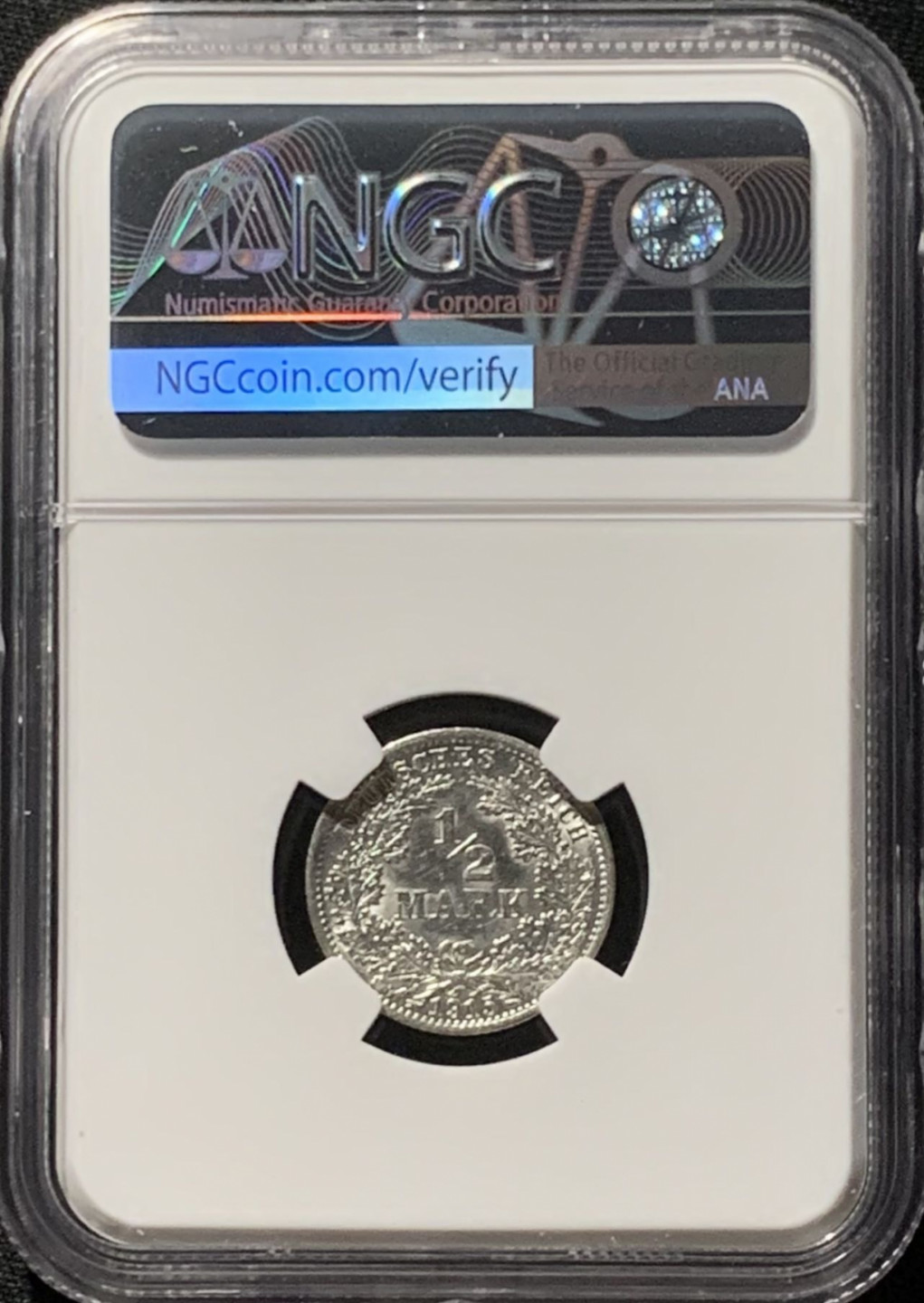 紫瑗钱币——第166期拍卖 德国 1915年 A版 第二帝国 1/2马克 银币 NGC UNC Detail