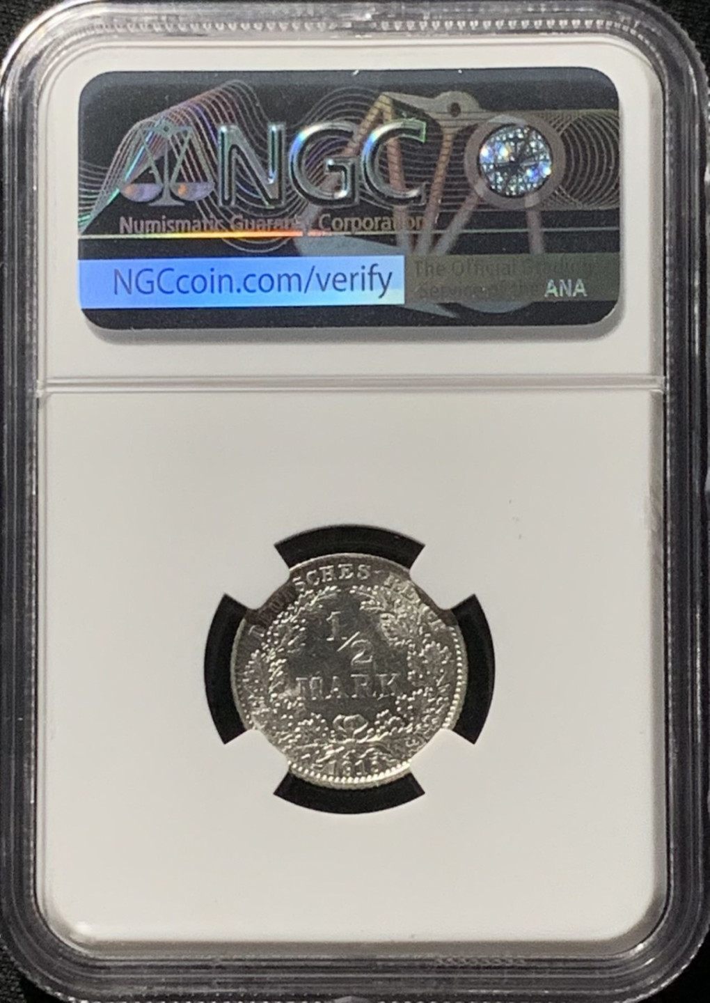 紫瑗钱币——第166期拍卖 德国 1915年 E版 第二帝国 1/2马克 银币 NGC UNC Detail