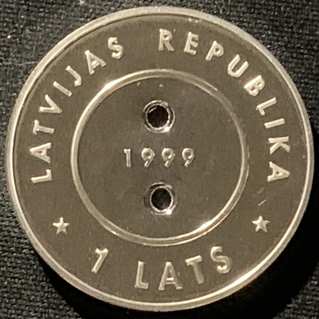 紫瑗钱币——第166期拍卖 拉脱维亚 1999年 千禧年纪念 1拉特 15.2克 0.925银 精制