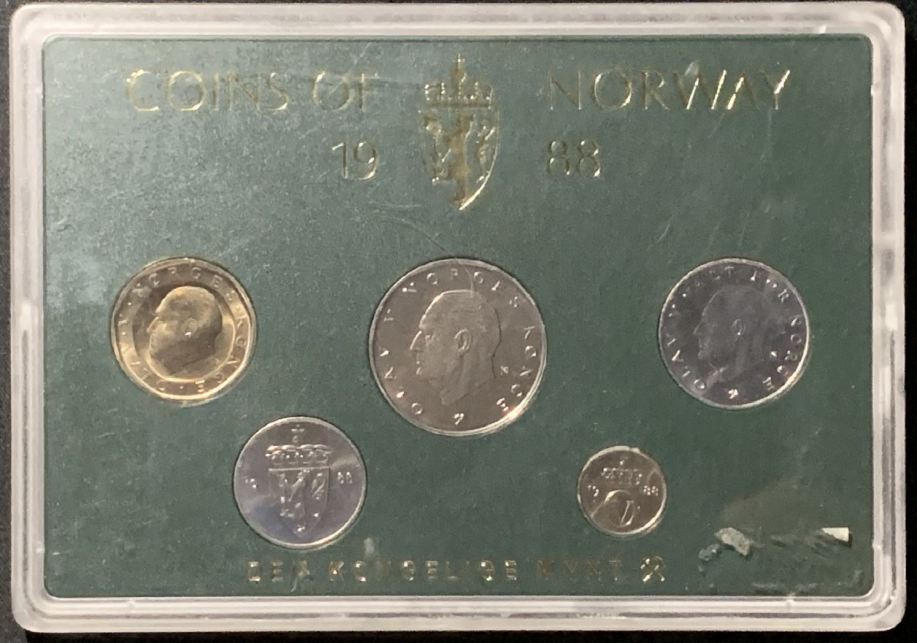 紫瑗钱币——第166期拍卖 挪威 1988年 流通套币 5枚套 原厂盒