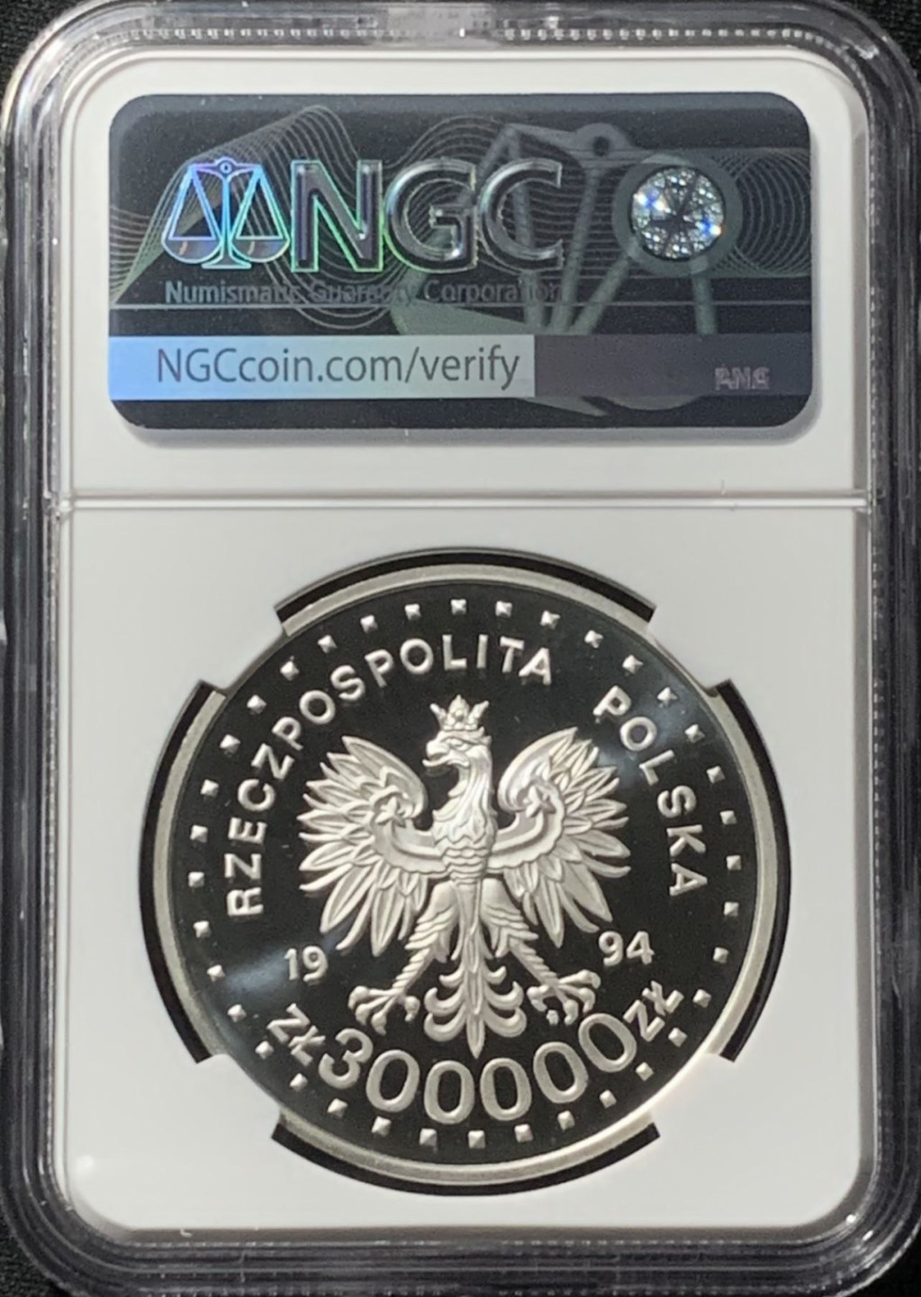 紫瑗钱币——第166期拍卖 波兰 1994年 二战华沙战役50周年 300000兹罗提 银币 NGC PR69 UC